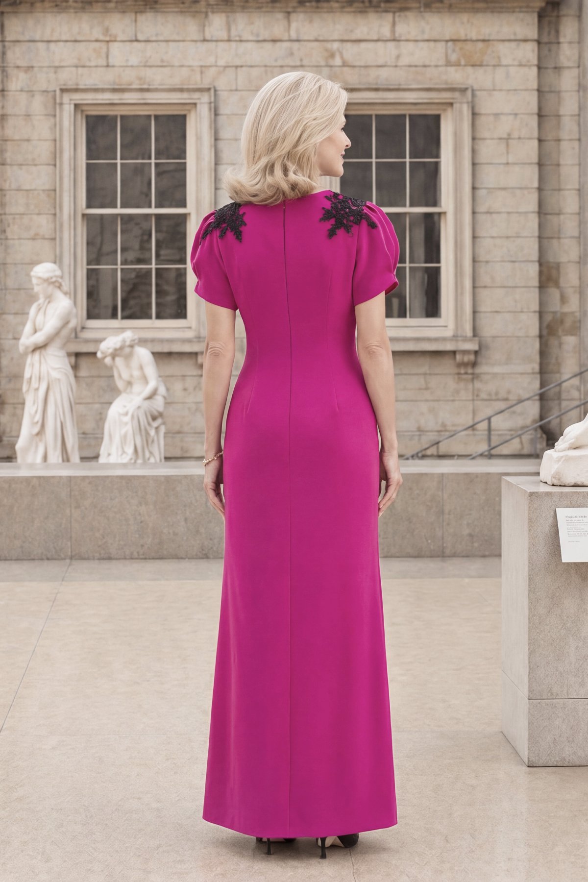 Style MD-843 Bell Dress Fuchsia-Back.jpg