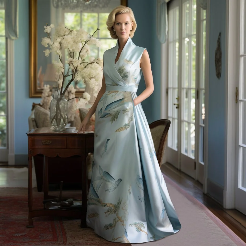 Bluebirds – Surplice A-Line Bespoke Gown in Powder Blue | Style AA-107