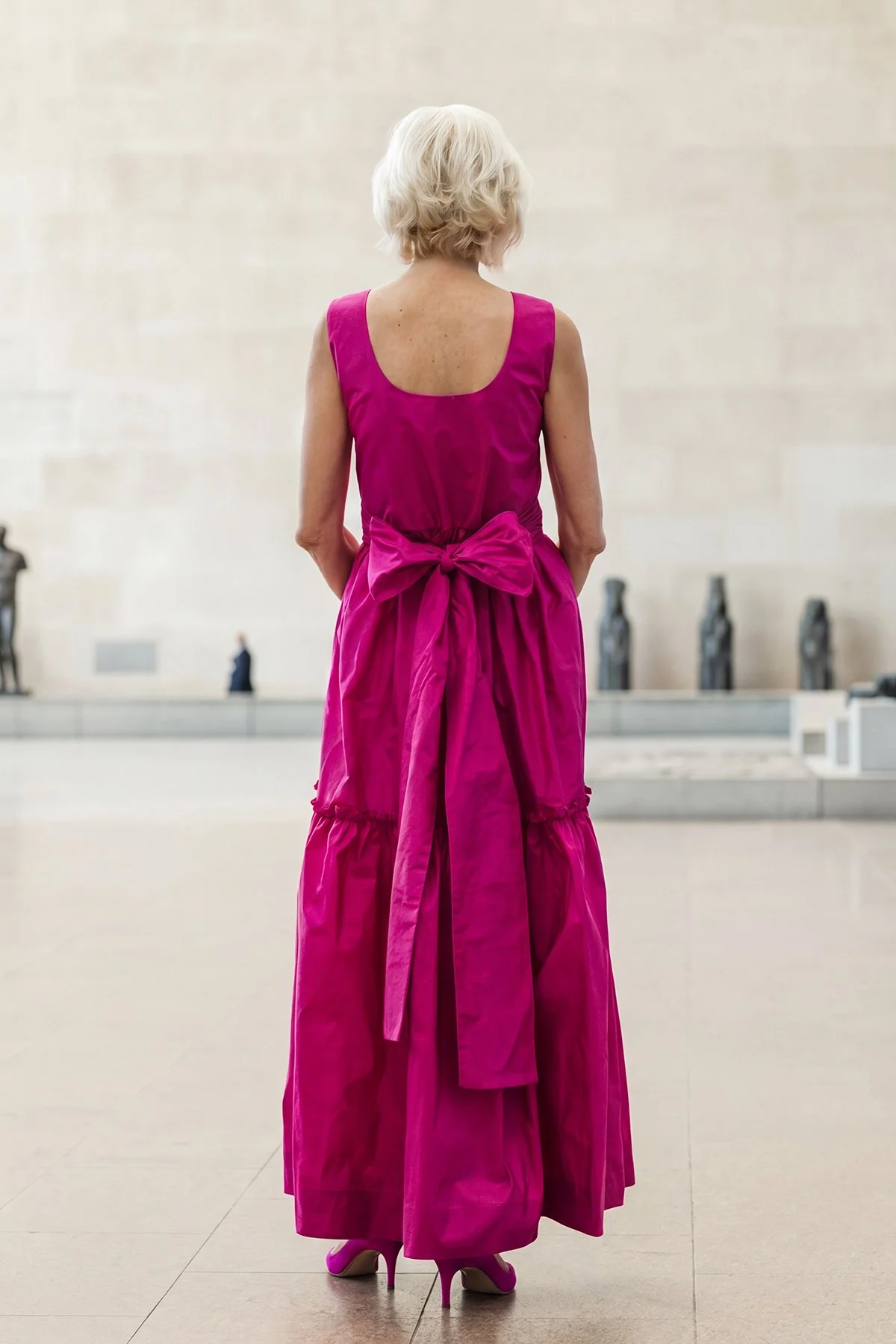 Style MD-845 Hoyt Dress in Silk Taffeta Fuchsia-Back.jpg