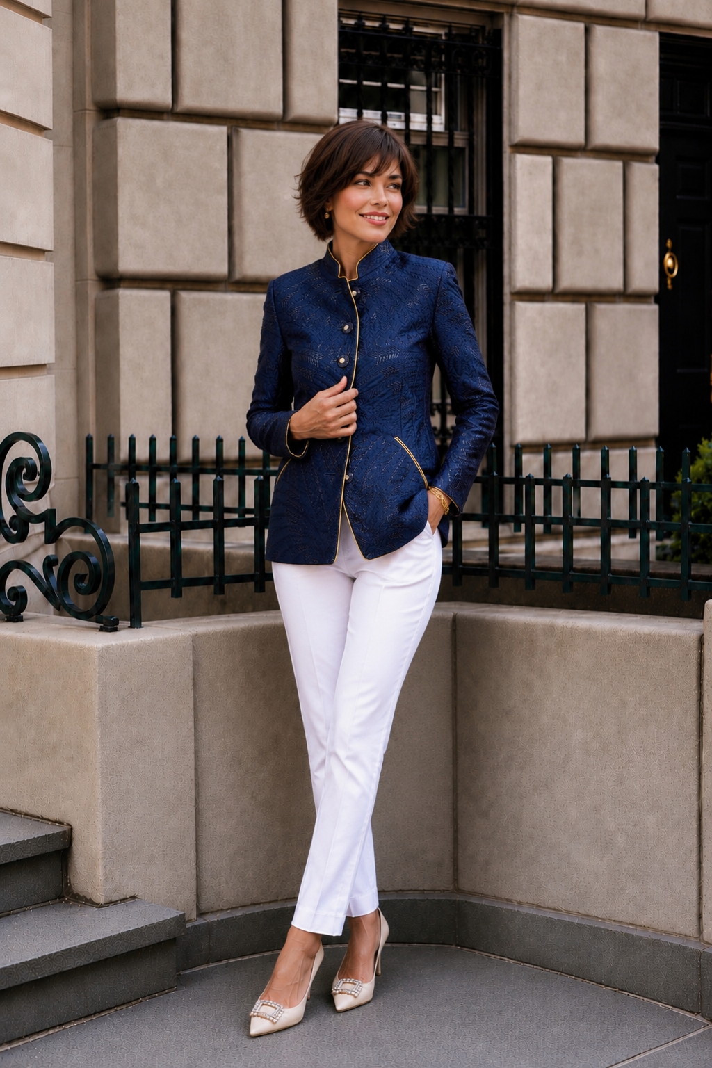 Style MP-344 Adelaide jacket in Italian Brocade Navy