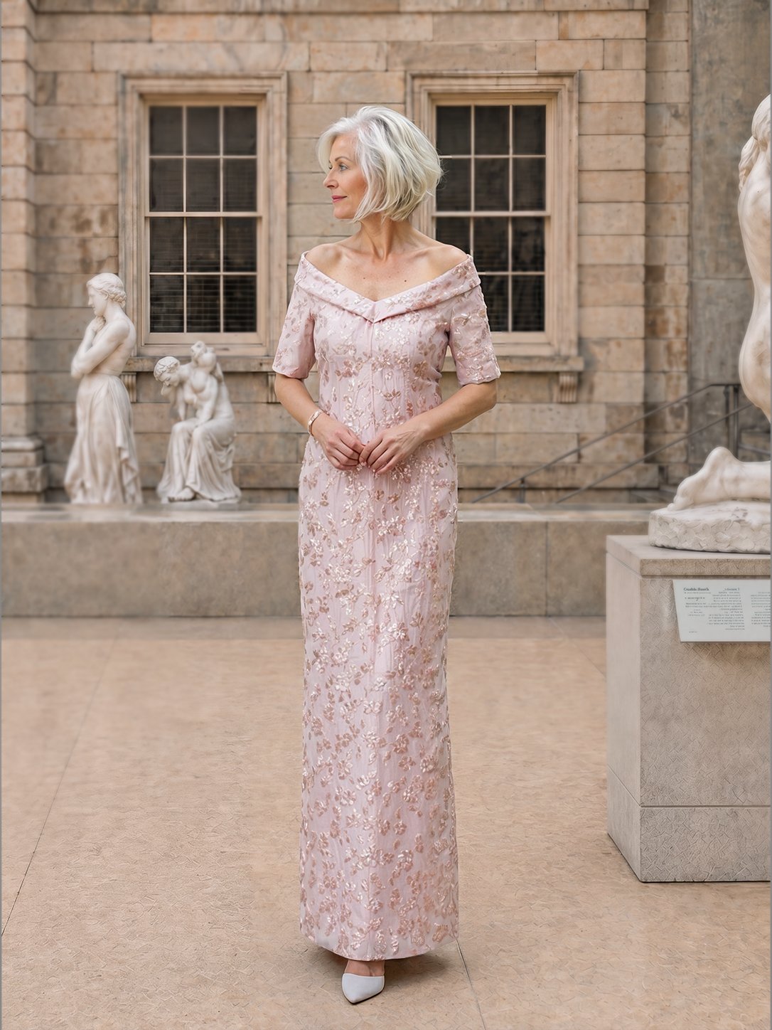 Style MD-815 Pink Brocade Dress