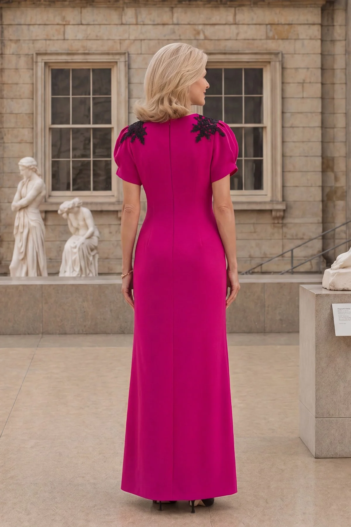 Style MD-843 Bell Dress Fuchsia-Back.jpg
