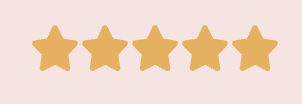 Five gold star icons on a pink background