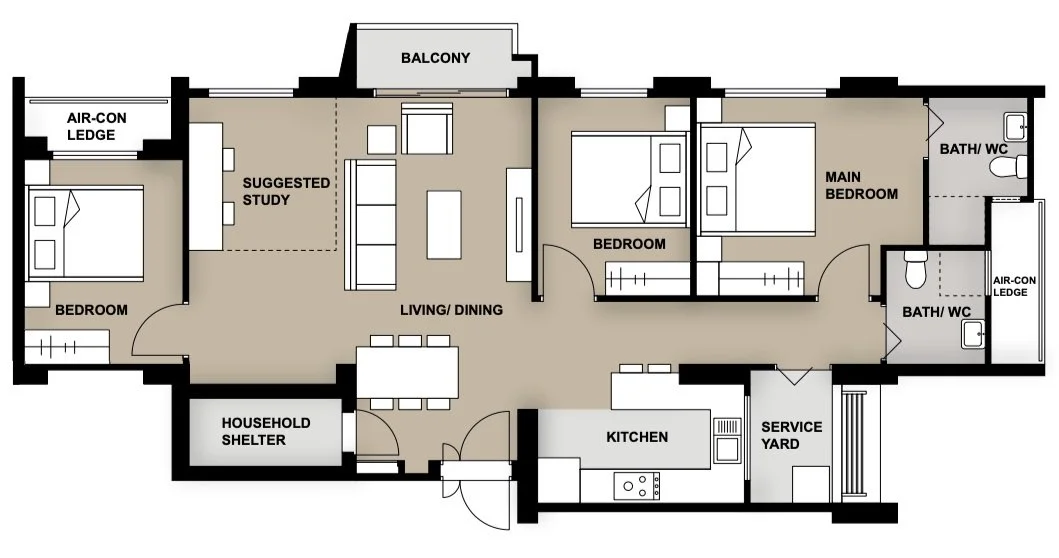 BTO Tampines GreenJade 5-room Virtual Home Review — IDIT.SG Interior ... - Sustainable Residential Floor Plan Ideas