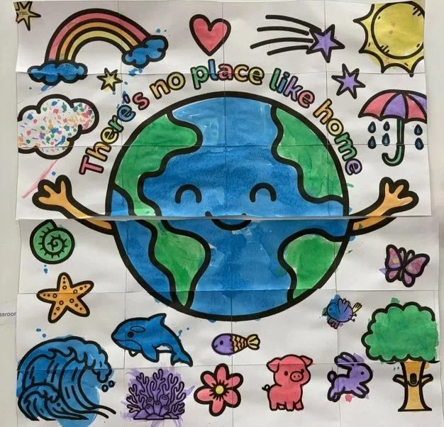 Earth Day painting using recycled water color paint!