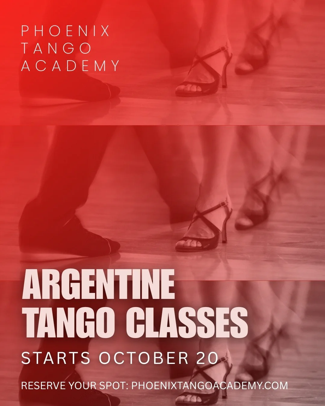 October 20 is getting closer! ❤️
⠀
Have you registered for your next Argentine Tango class?
⠀
Whether you're ready to begin with Tango Foundations or continue building your technique in one of our other classes, we're looking forward to another sessi