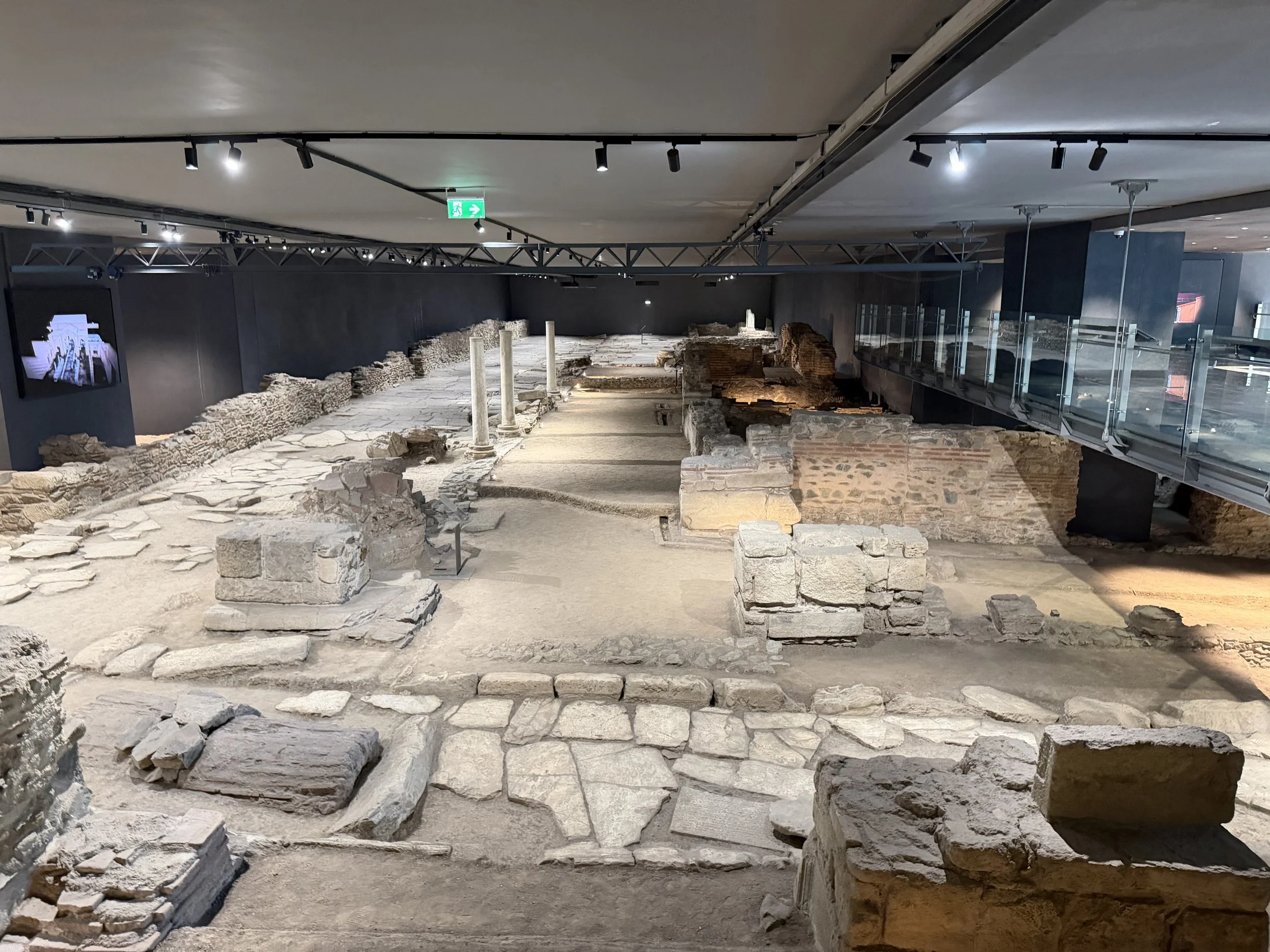 Thessaloniki, Venizelou METRO Station featuring  the in-situ intersection of the ancient city’s two main thoroughfares, 