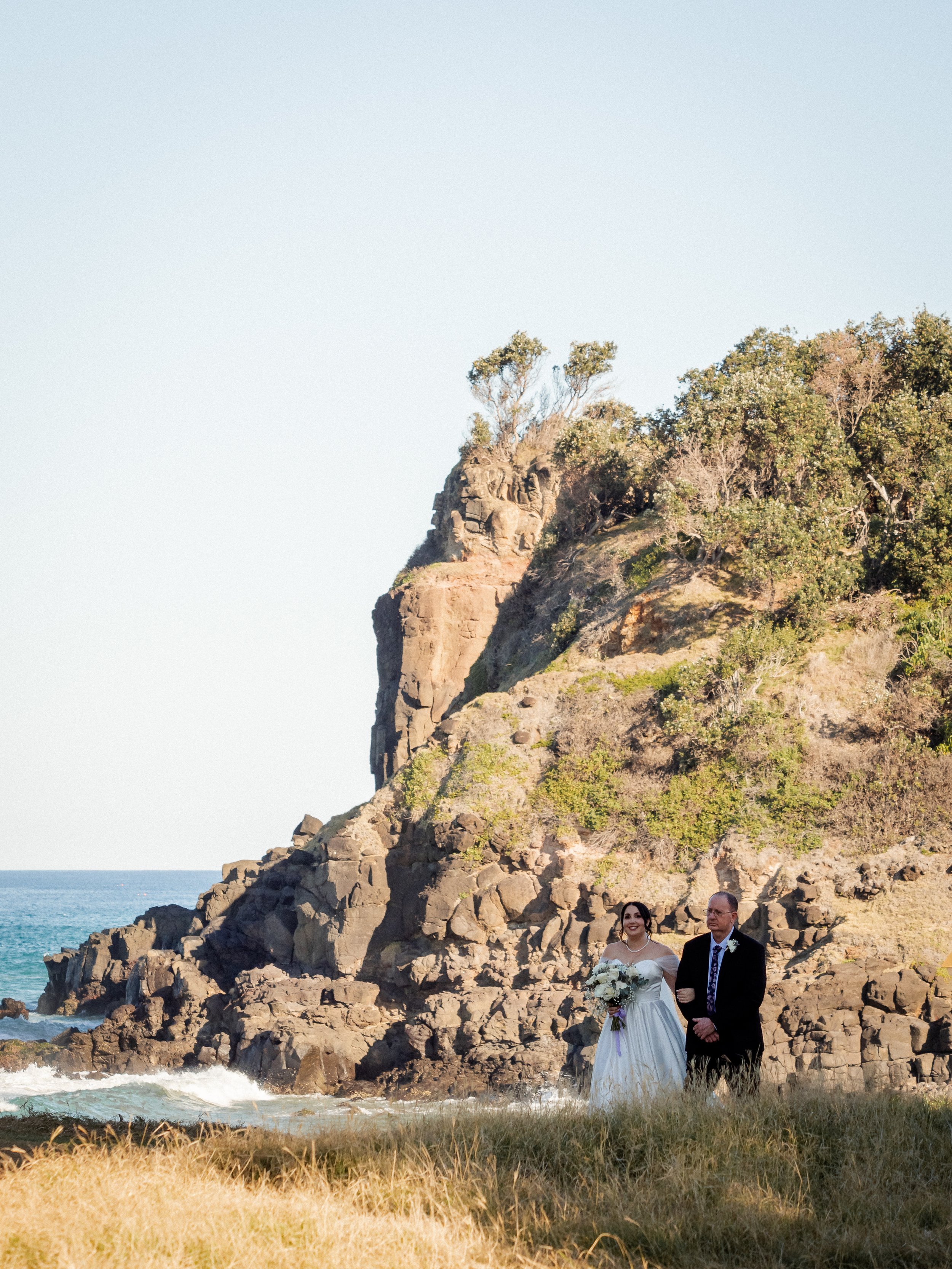BYRON BAY LENNOX WEDDING BRIDE WALKING.jpg