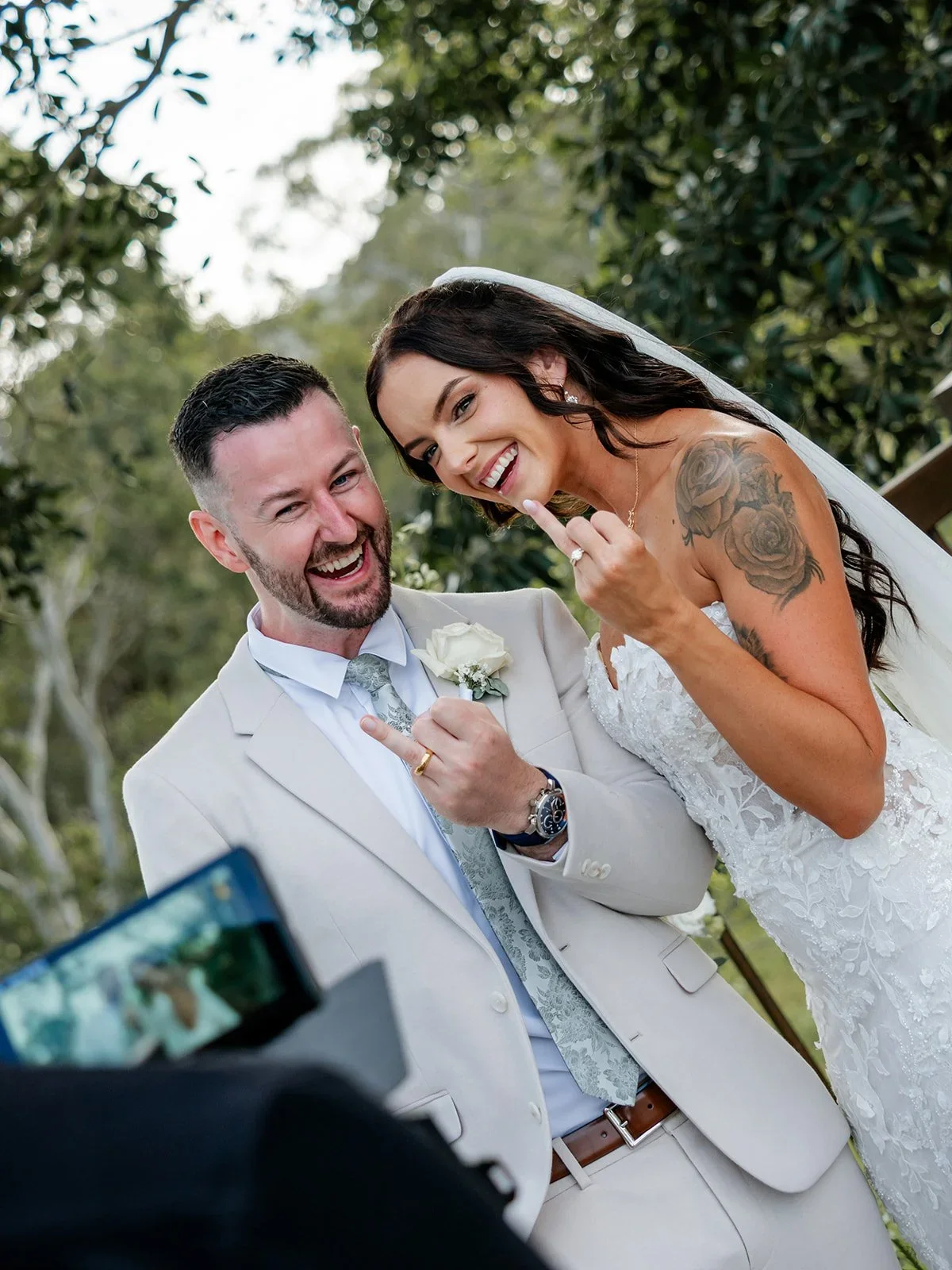 Chloe and James laughing together in a candid portrait — Sean Reefman Photography