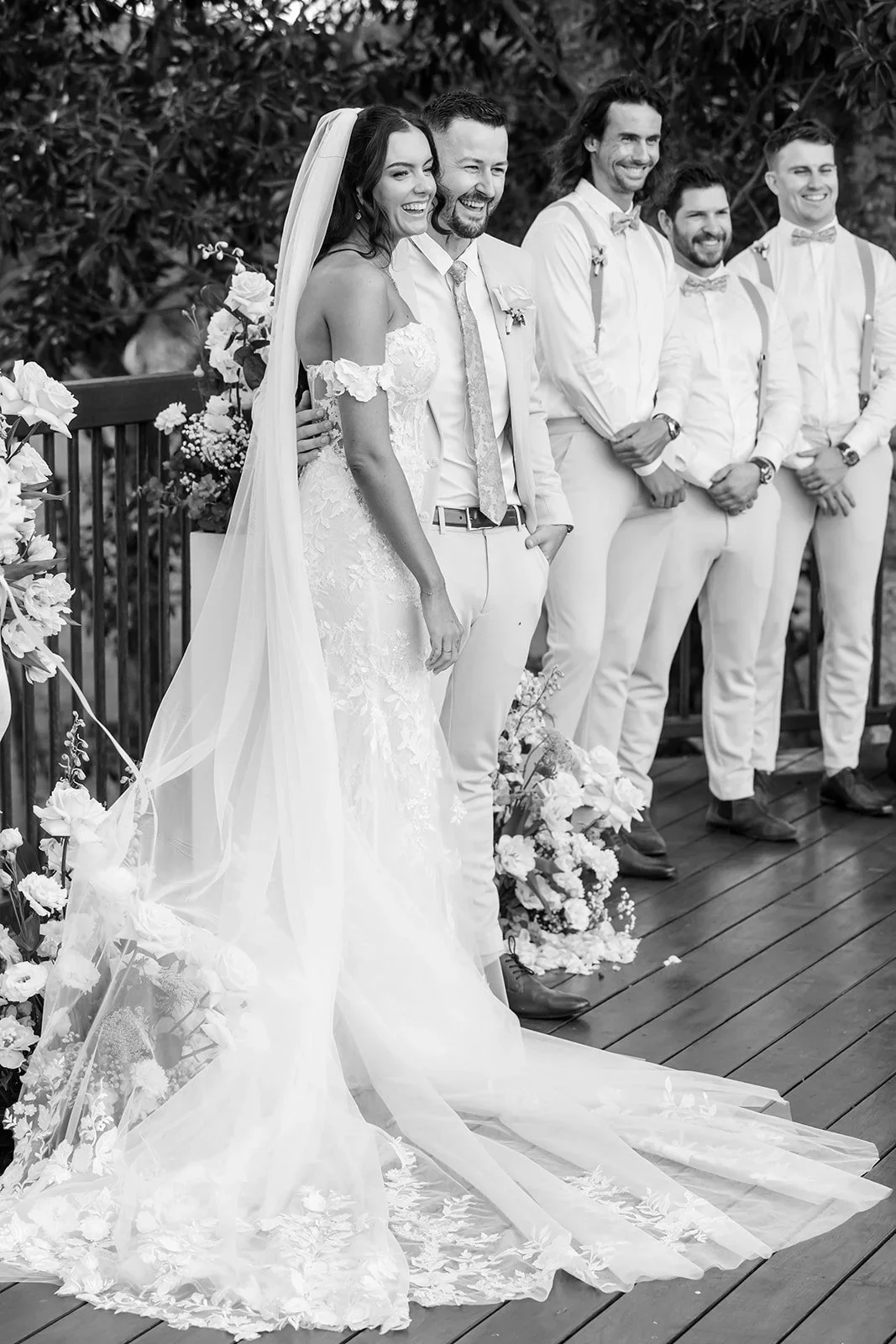 Bridal party and groomsmen lined up together during the ceremony — Sean Reefman Photography