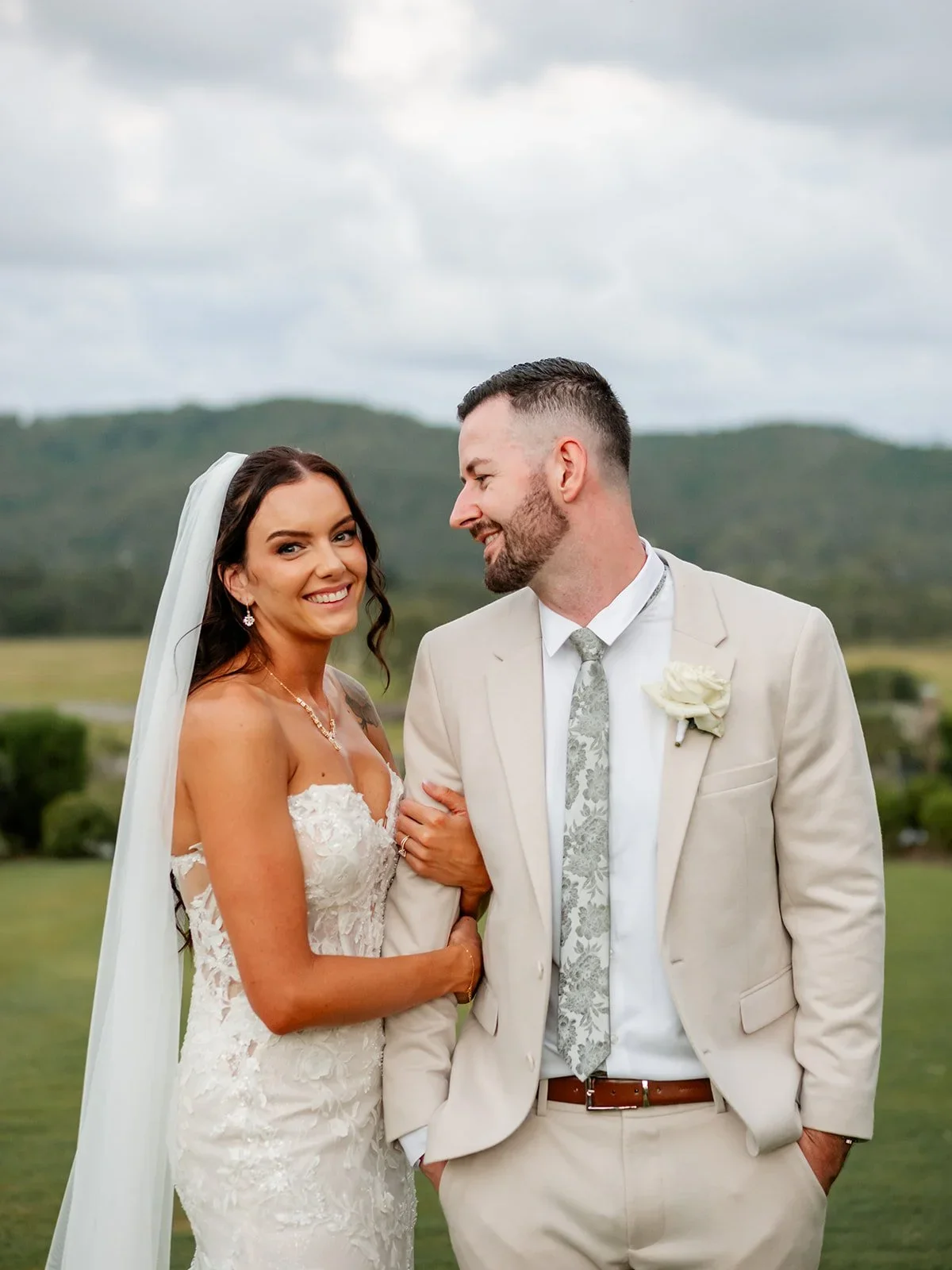 Chloe and James smiling together in the golden evening light — Sean Reefman Photography
