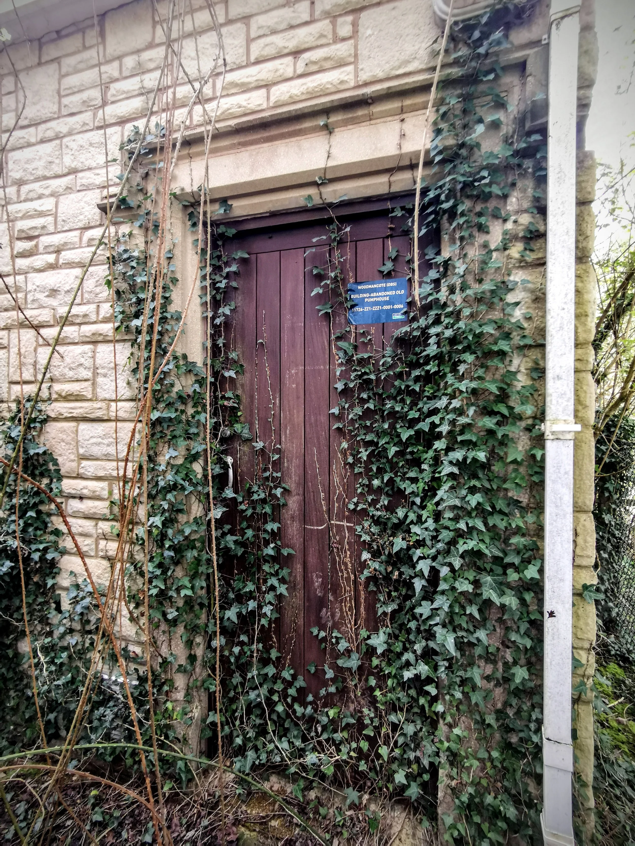 As the sign says this was an old water pumping station on the slopes of Cleeve Hill in Gloucestershire
