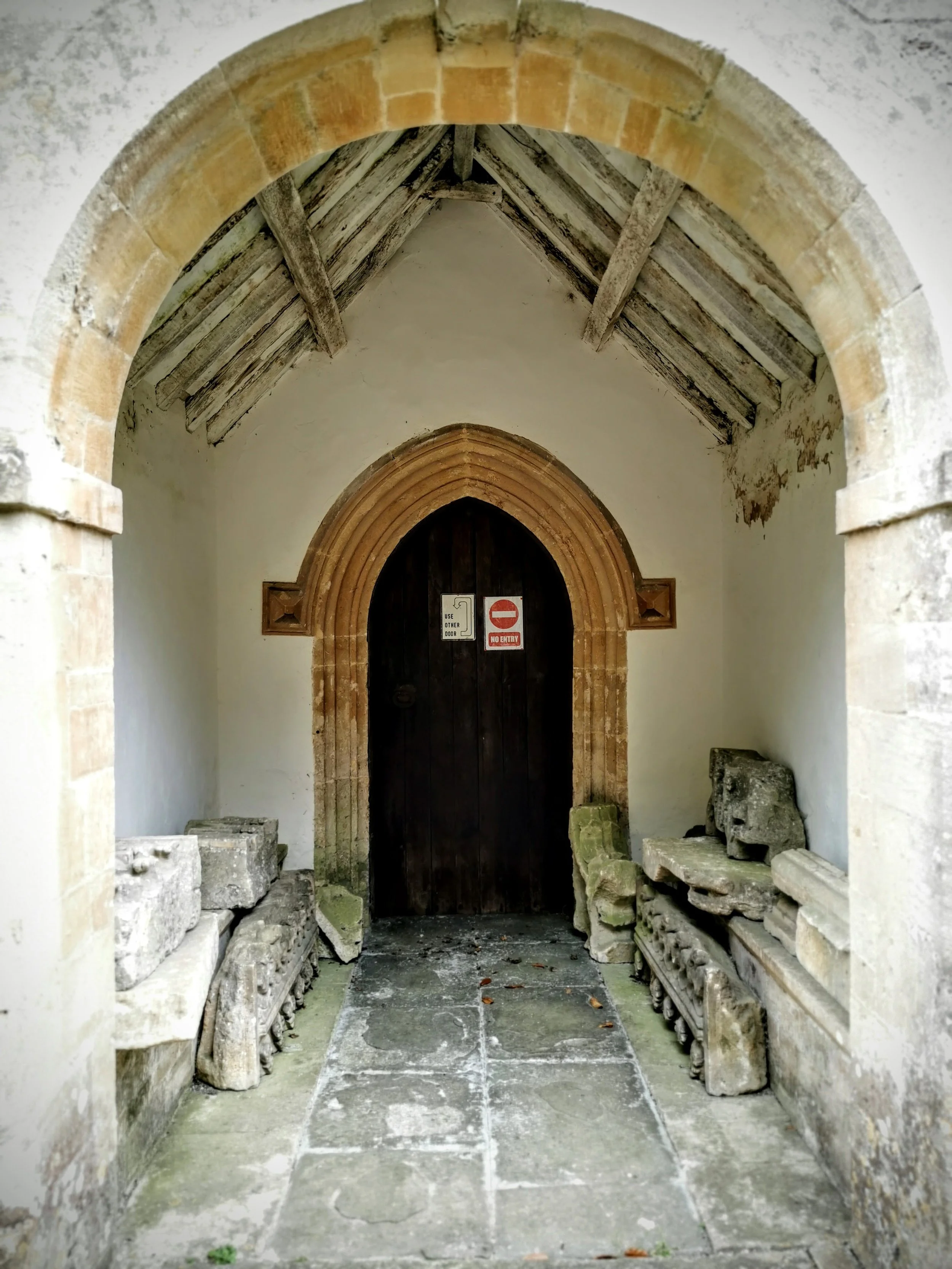 A sign always helps you know whether a door is used or not. St Marys with St Ethelbert Church, Luckington