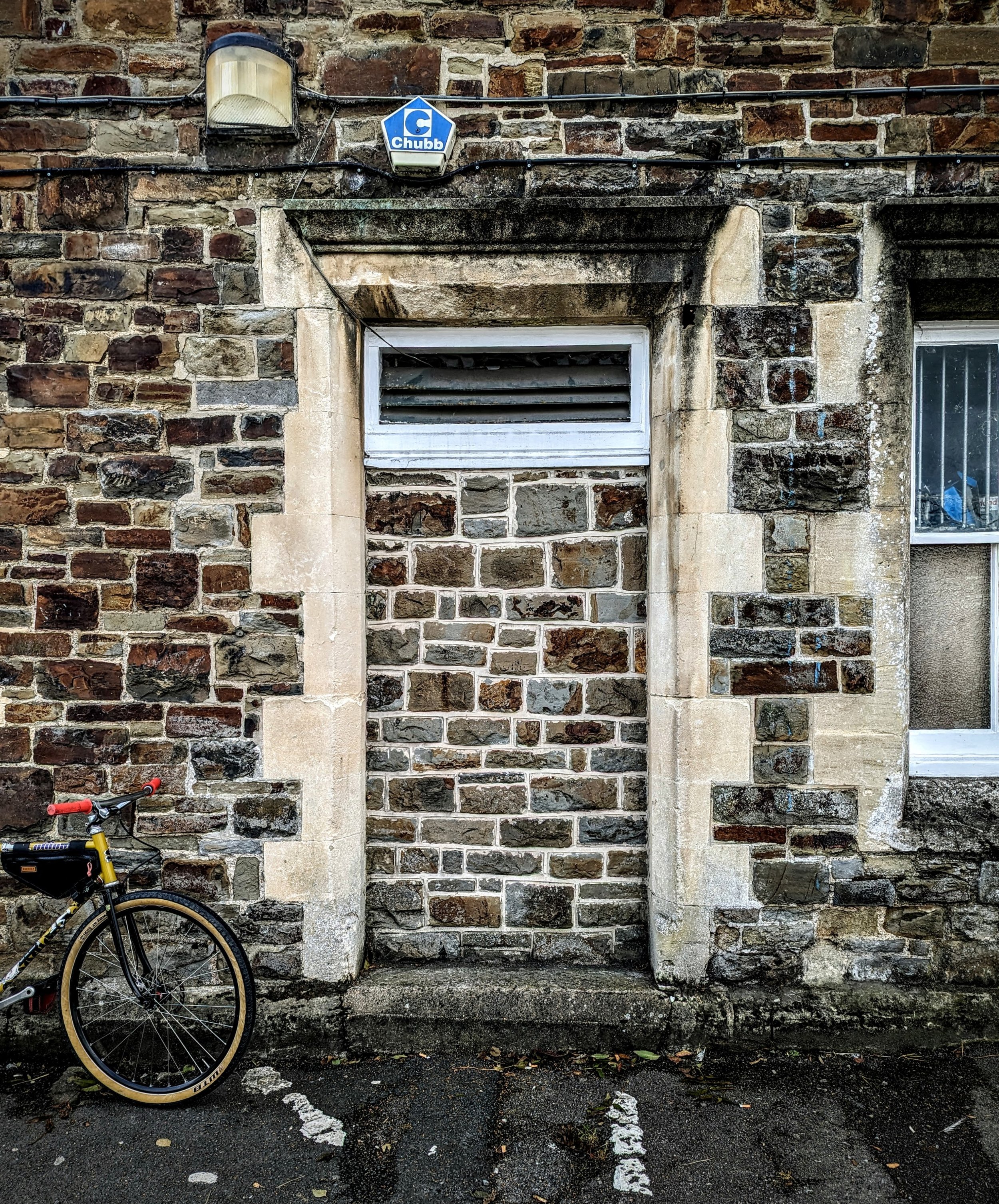 A distinctive ghost within its old frame at Barnstaple train station