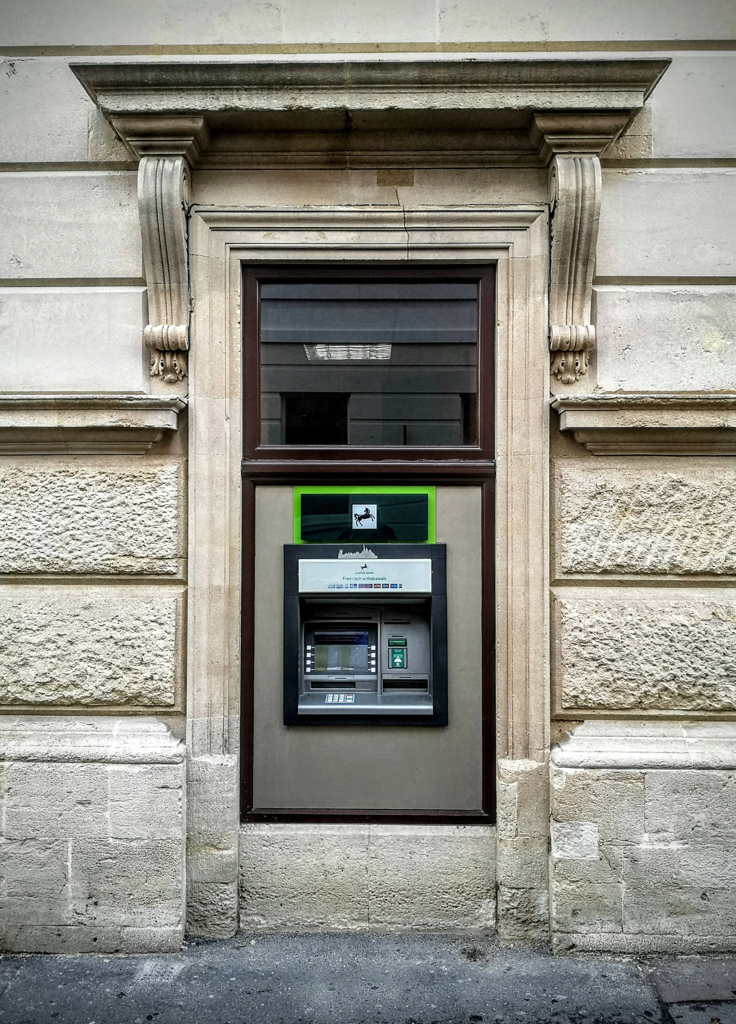 Once a bank door, now a cash machine