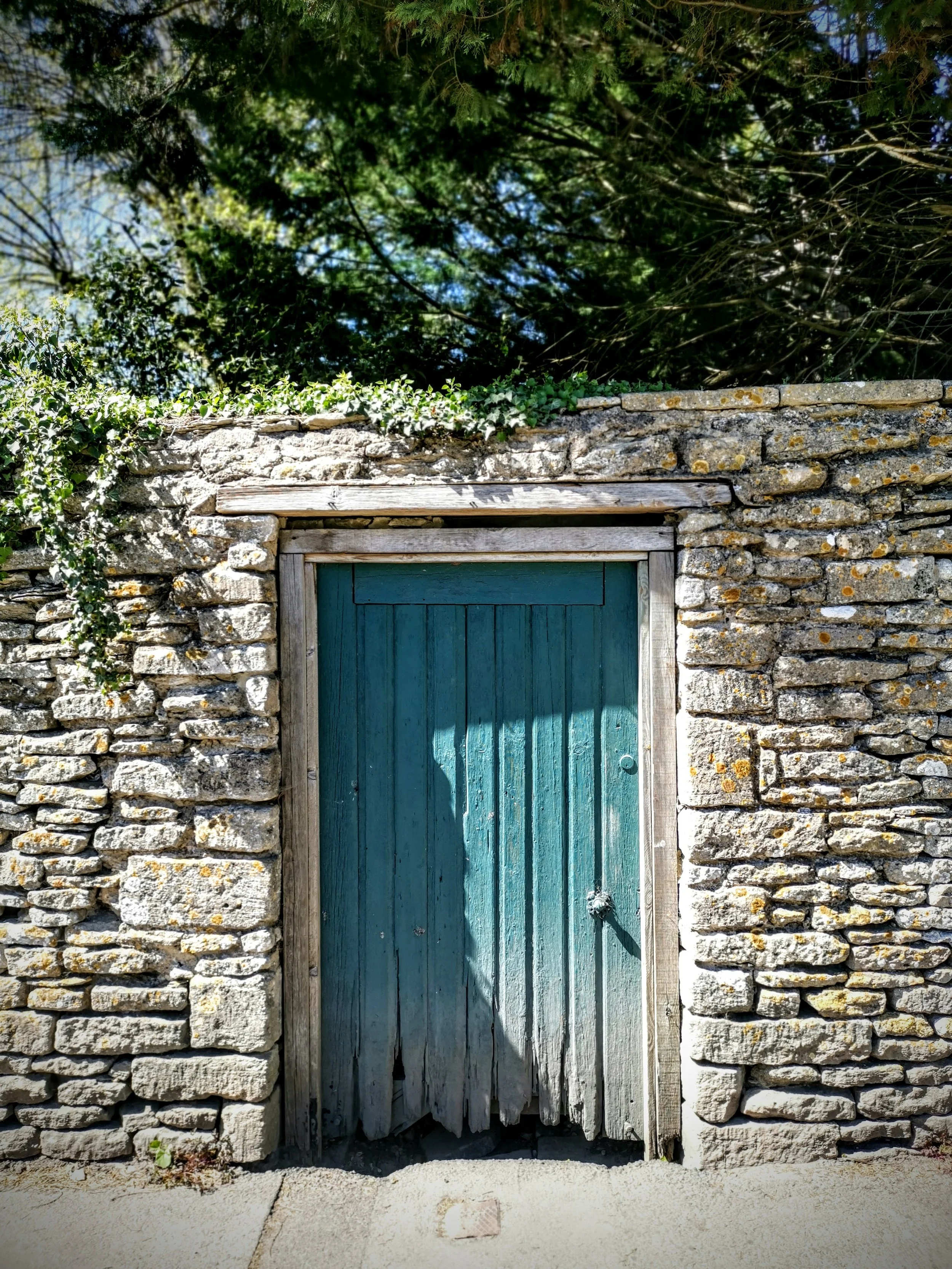 Love the glacial blue of this door. Avening, South Gloucestershire