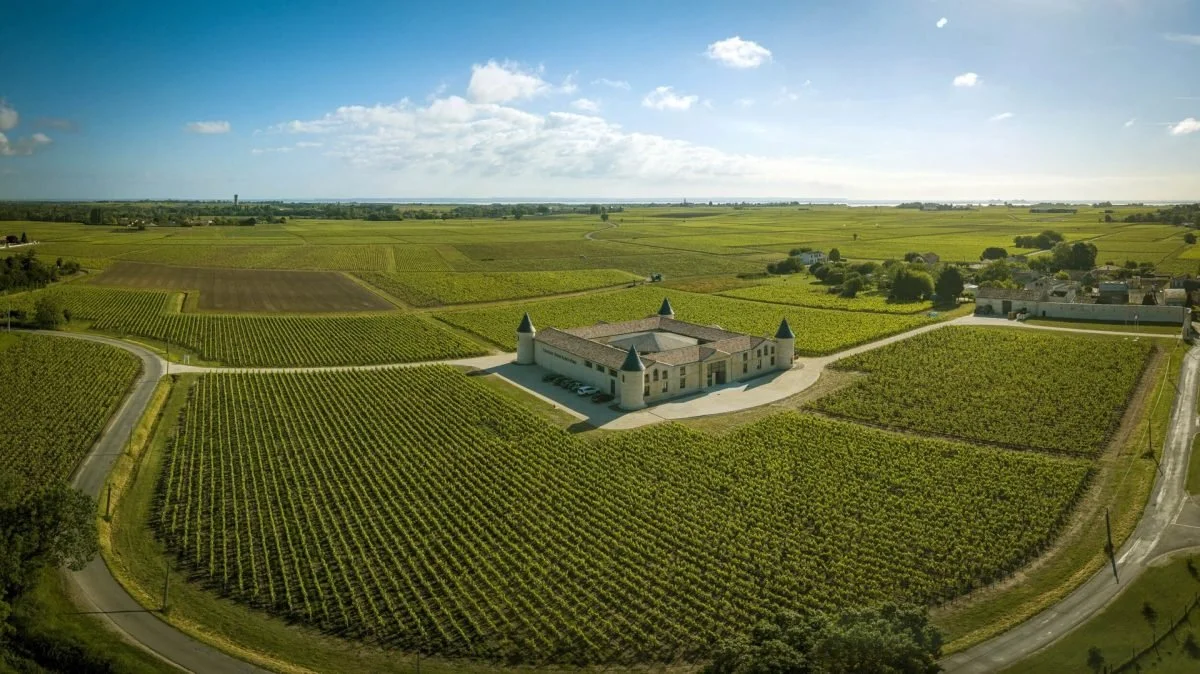 a Chateau in the Medoc surrounded by vines