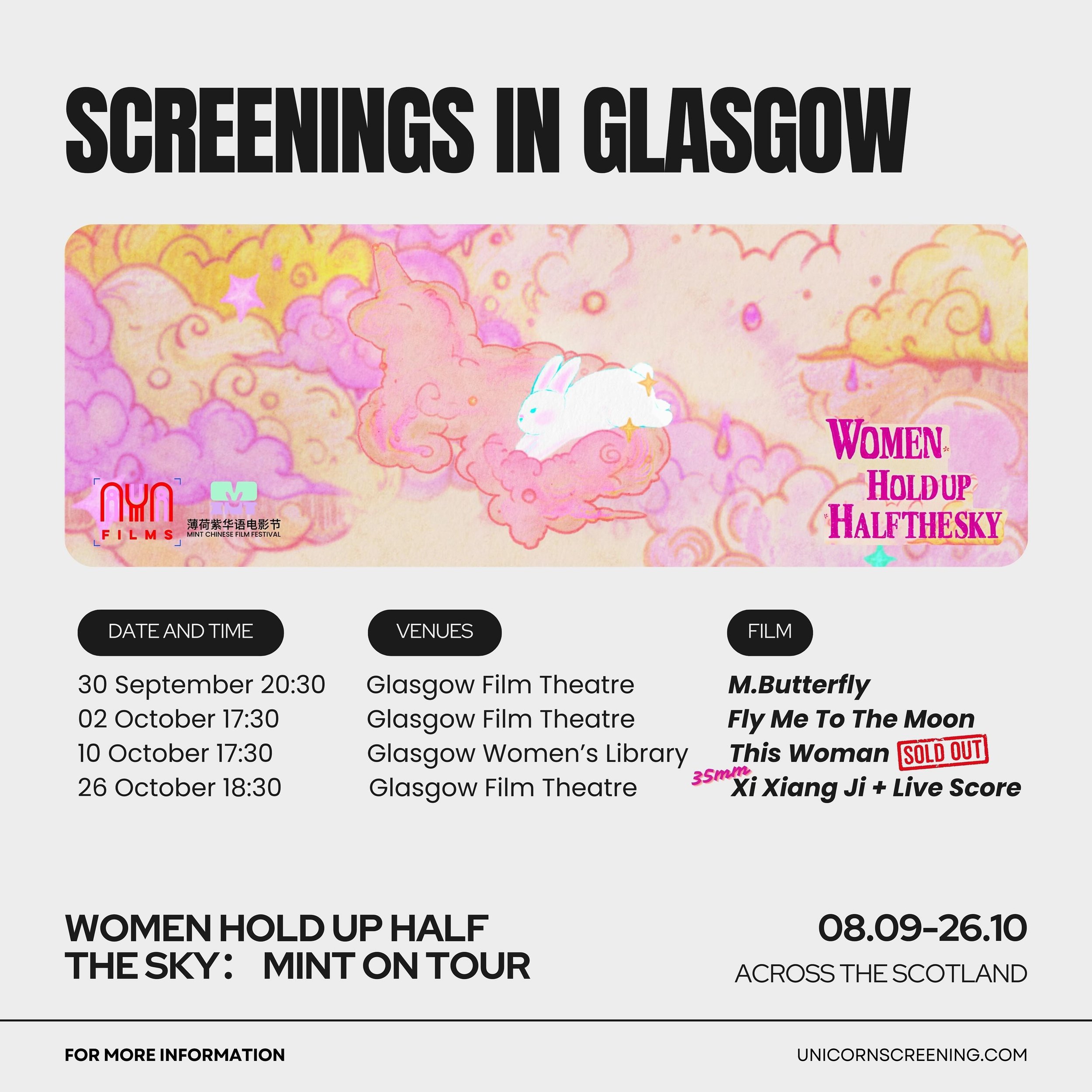 ✨ Glasgow, here we come!

After nearly half through the project, we&rsquo;re excited to bring our next stop to Glasgow! We are thrilled to highlight 4 upcoming screenings in the city. One is already sold out, but there&rsquo;s still time to catch the