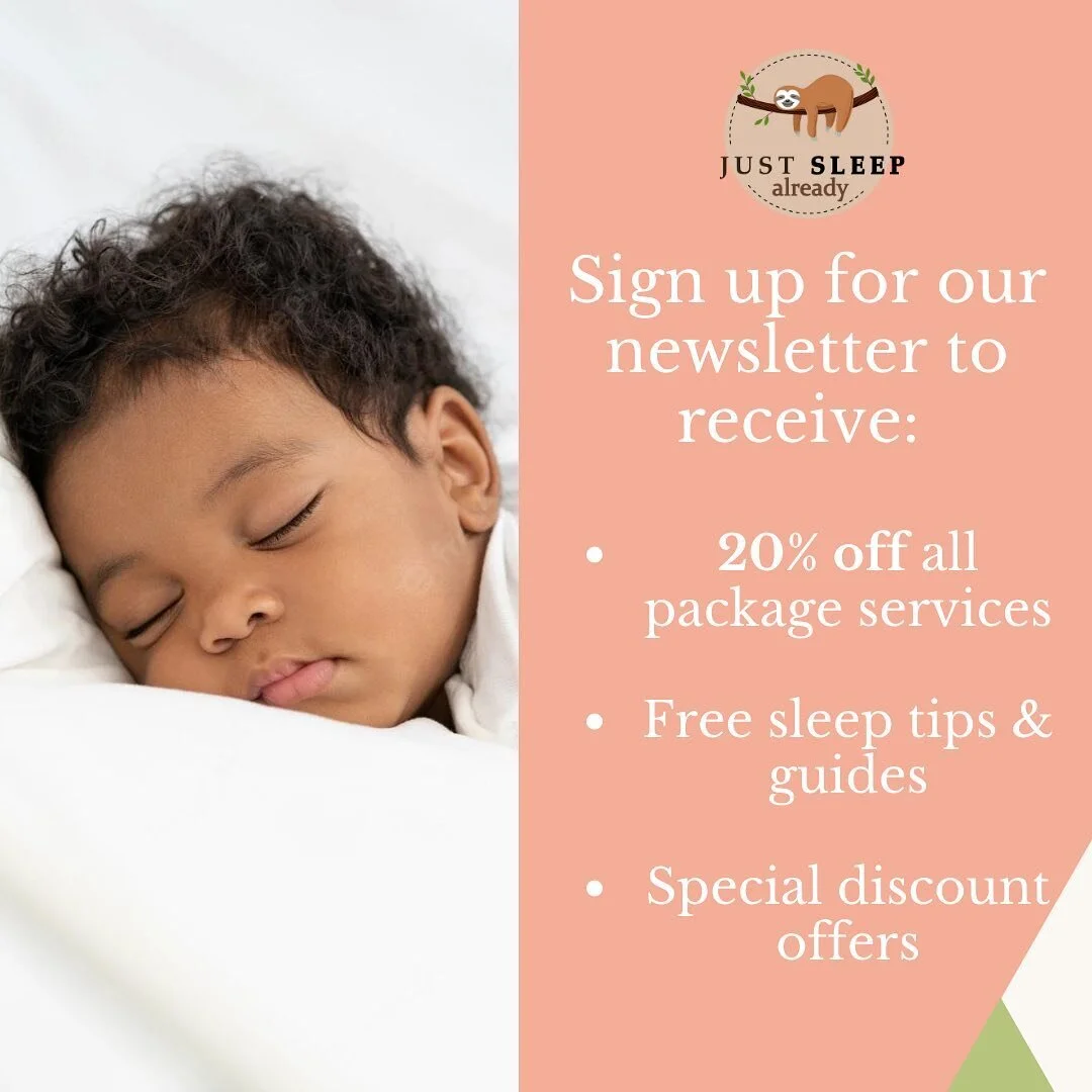 When baby sleeps better, you sleep better. Head to our website (link in bio) to receive FREE tips and guides to get your baby to nap on cue and sleep 10-12 hours through the night. 😴 

You also save 20% off package services &amp; will receive discou