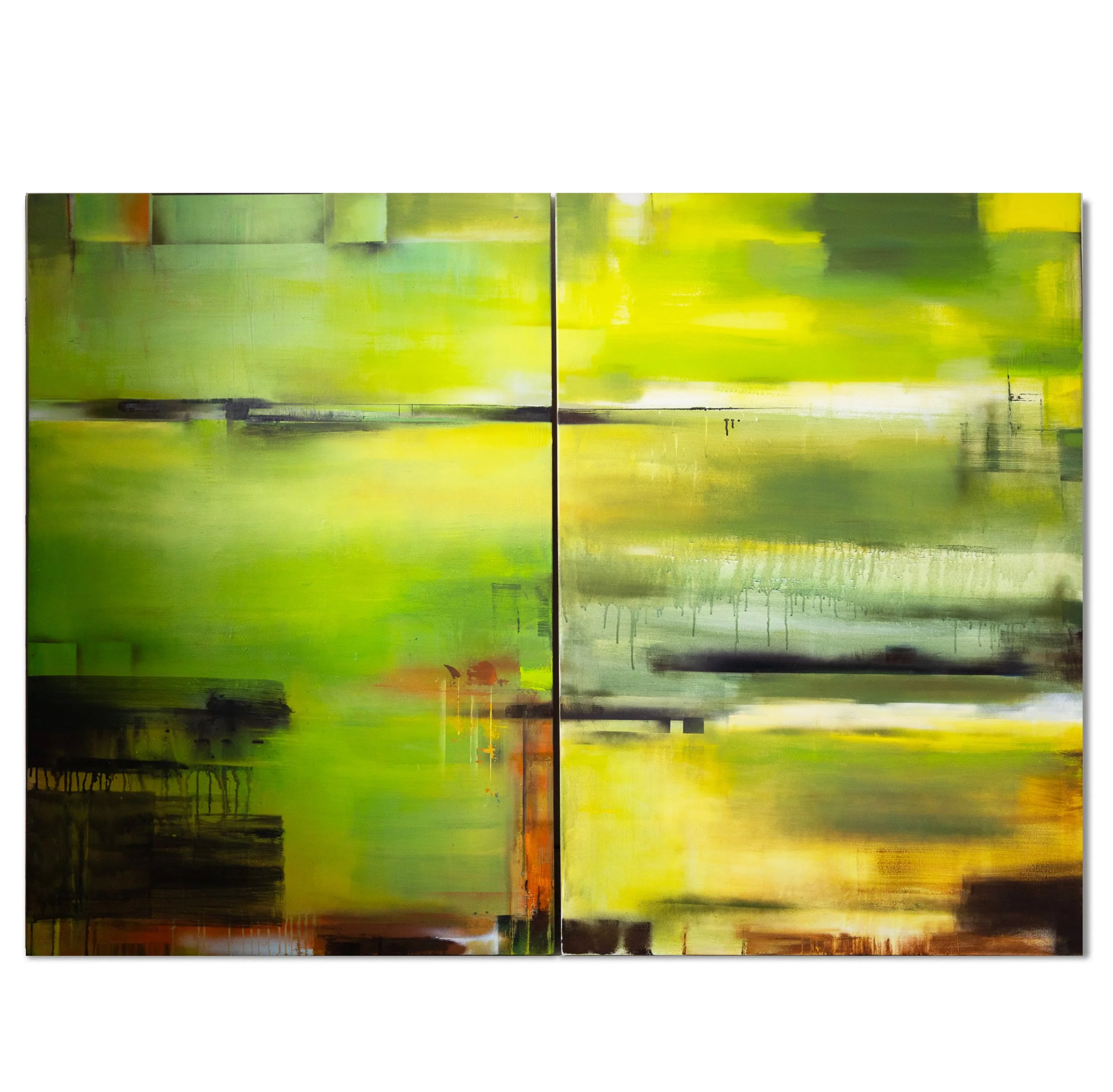 'Neighbouring 1.' 

200 x 150 cm 

- Acrylic, enamel and oil on canvas - Unframed - 2026 