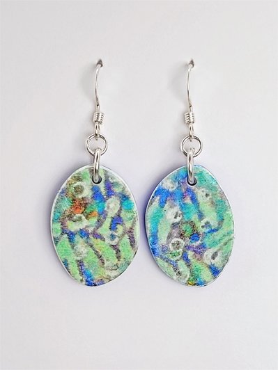 Sprig Blue Oval Earrings