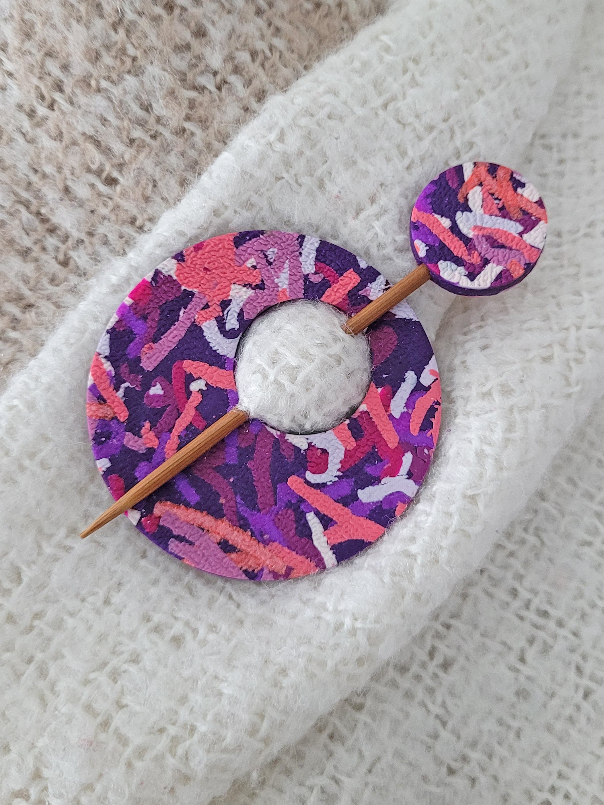 Purple Ticker Tape Shawl Pin