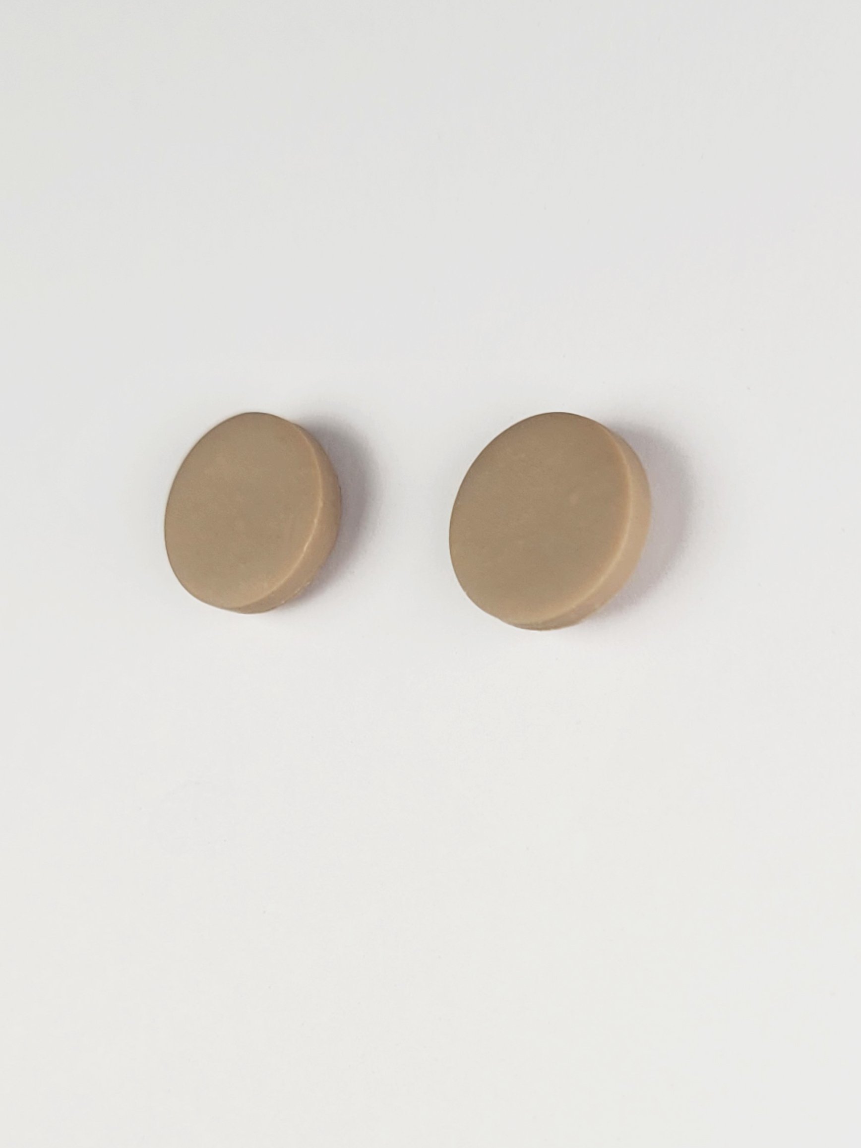 Minimalist, lightweight mushroom grey stud earrings made with polymer clay and sterling silver available in a choice of sizes.