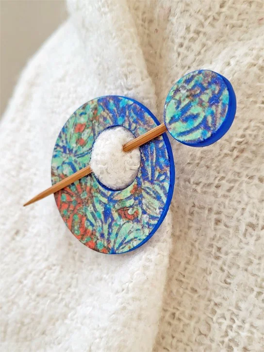 Sprig Blue Shawl Pin