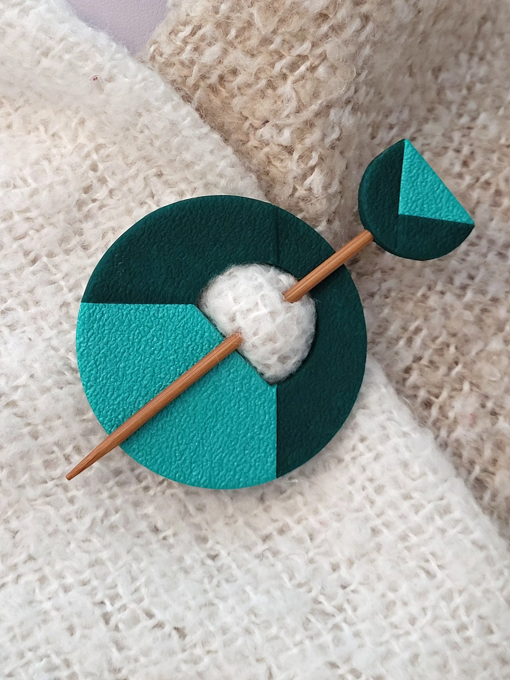 Green Two Tone pin used on a shawl.