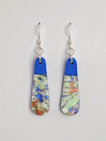 Sprig Blue Teardrop Earrings