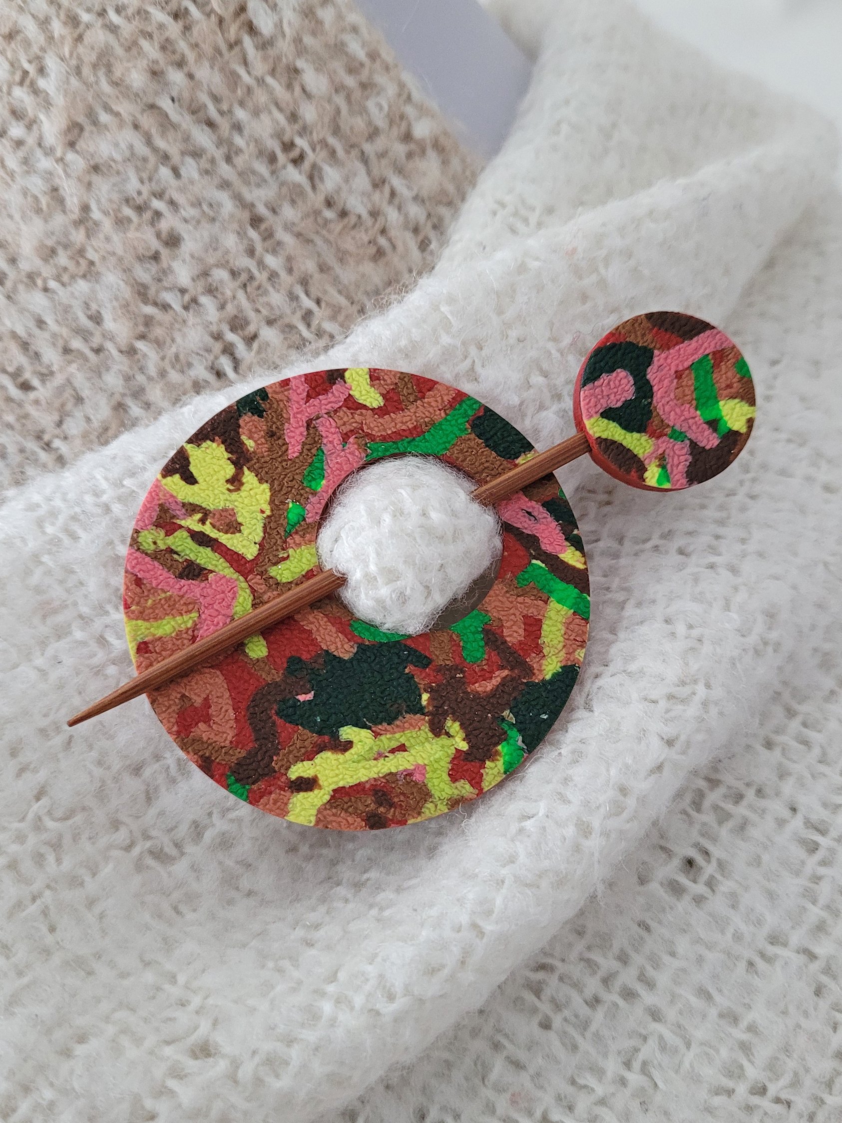 Terracotta Ticker Tape Shawl Pin