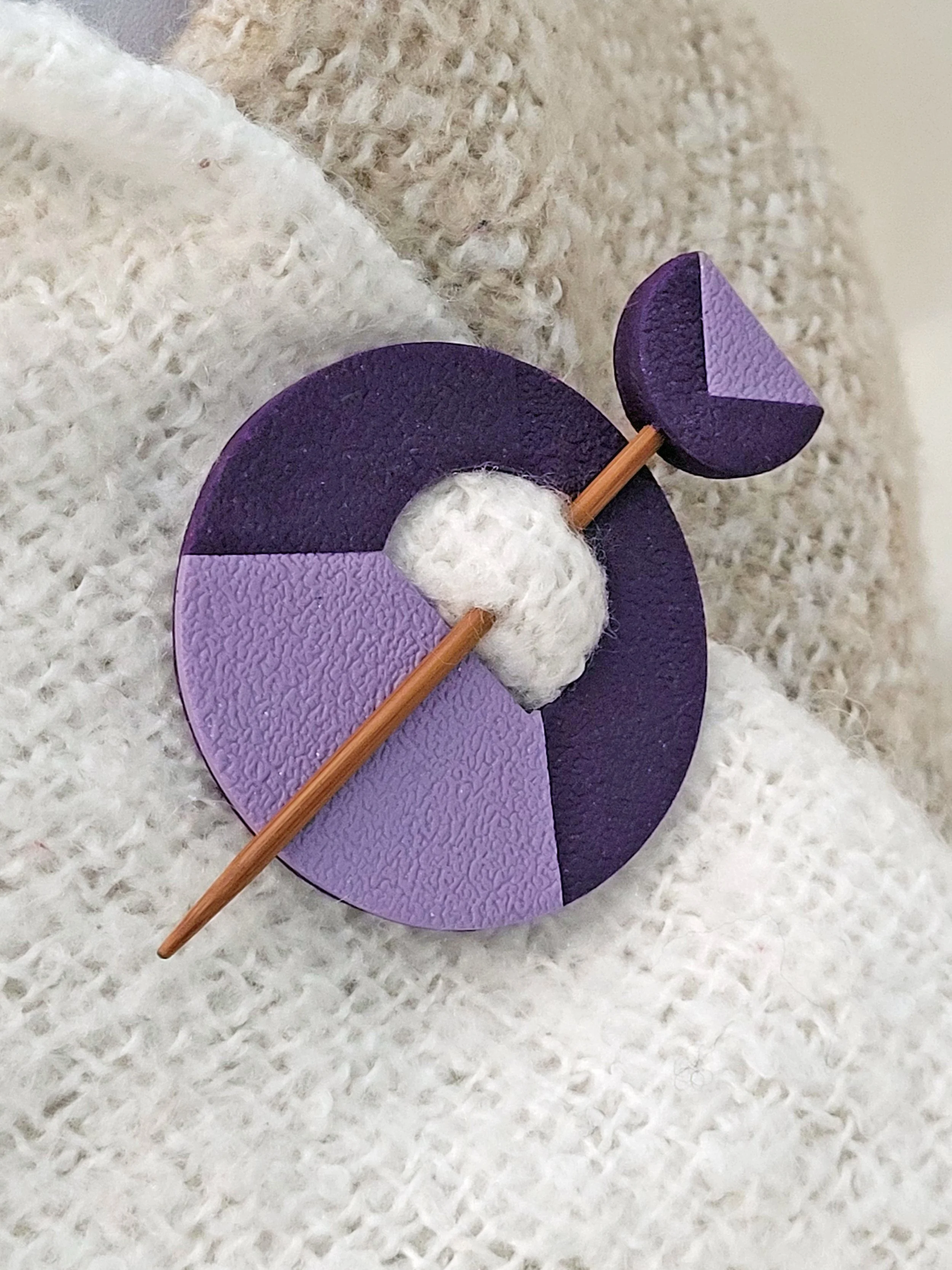 The Two Tone Purple pin features a pearly lilac lower left quadrant and two cut layers of the darker purple tone.