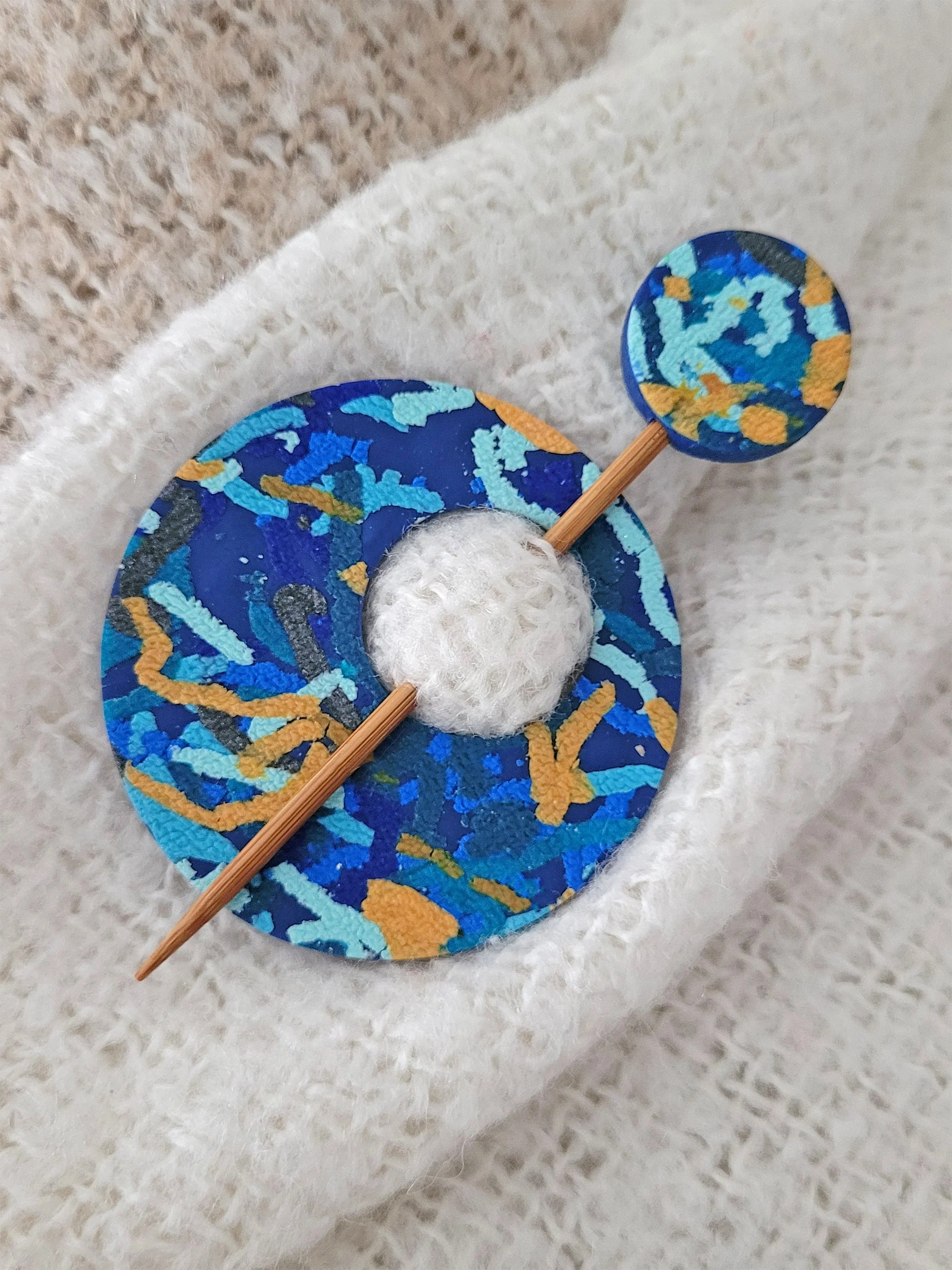 Blue Ticker Tape Shawl Pin