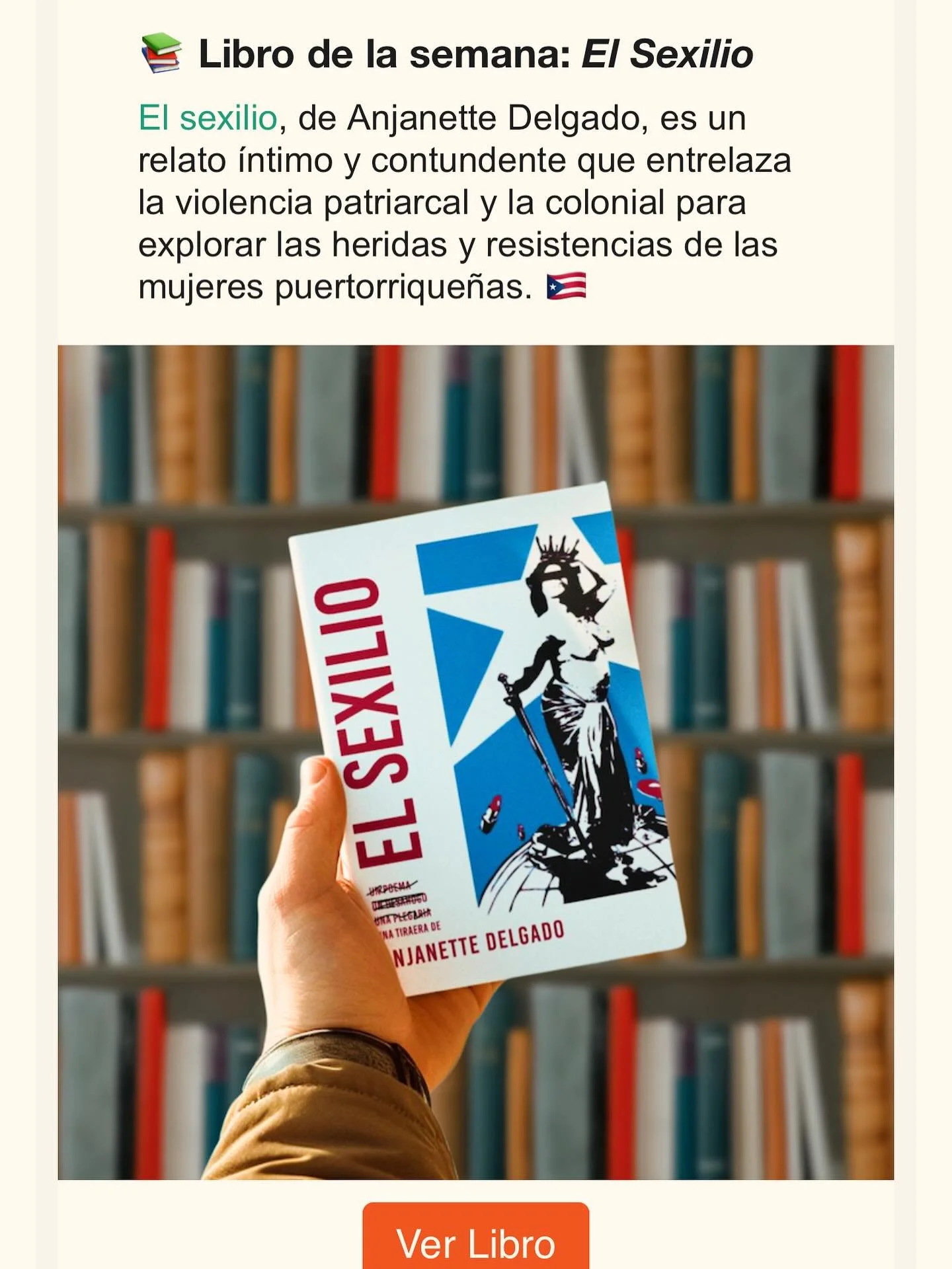 Agradecida con @libros787 que hizo de EL SEXILIO su libro de la semana. Gracias a todos los que han estado compr&aacute;ndolo desde Isabela hasta Vieques. ❤️

#lacribaeditorial 
#sexilio 
#puertorico 
#nomequieroirdeaqui