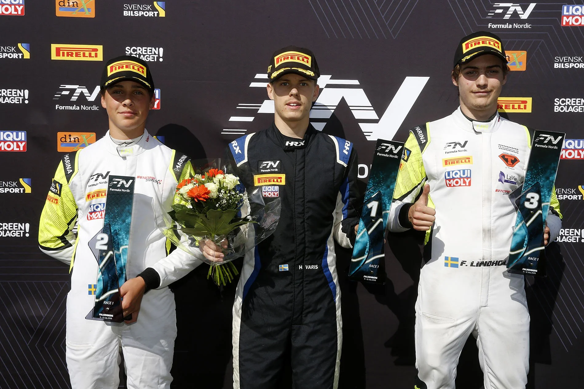 Hampus Varis segrare i Formula Nordic Race 1 under Västkustloppet 2026 i Falkenberg.