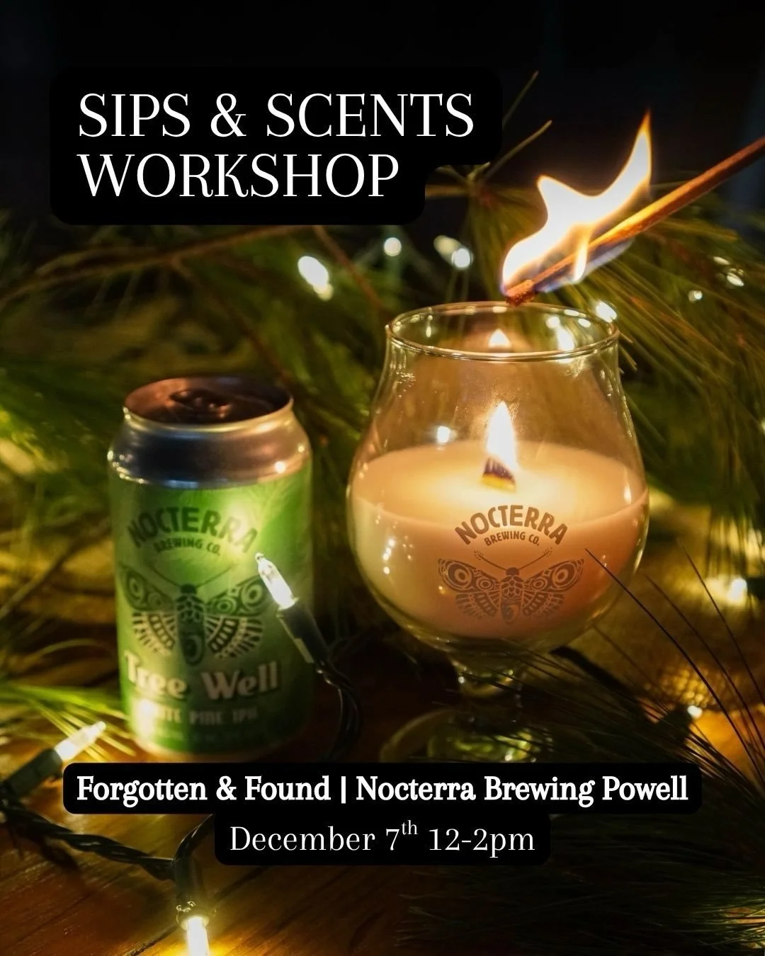 🍺🕯 Sip, pour, and create with us at @nocterrabrewing Powell location. 
⠀⠀⠀⠀⠀⠀⠀⠀⠀
You loved it, so we&rsquo;re doing it again. Join us on Sunday, December 7th, from 12 pm to 2 pm for a holiday candle-making workshop that is perfect for the gift-givi