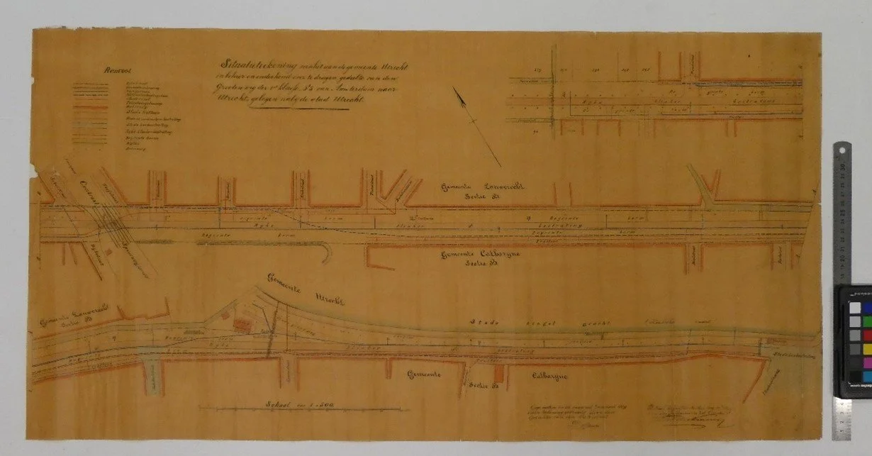 Ontwerptekening | Inkt op transparant papier | Aanwinst | Nationaal Archief | Na vlakken en reparatie scheuren