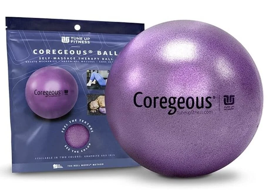 Coregeous ball for psoas release and exercises for abdominal belly and low back relief