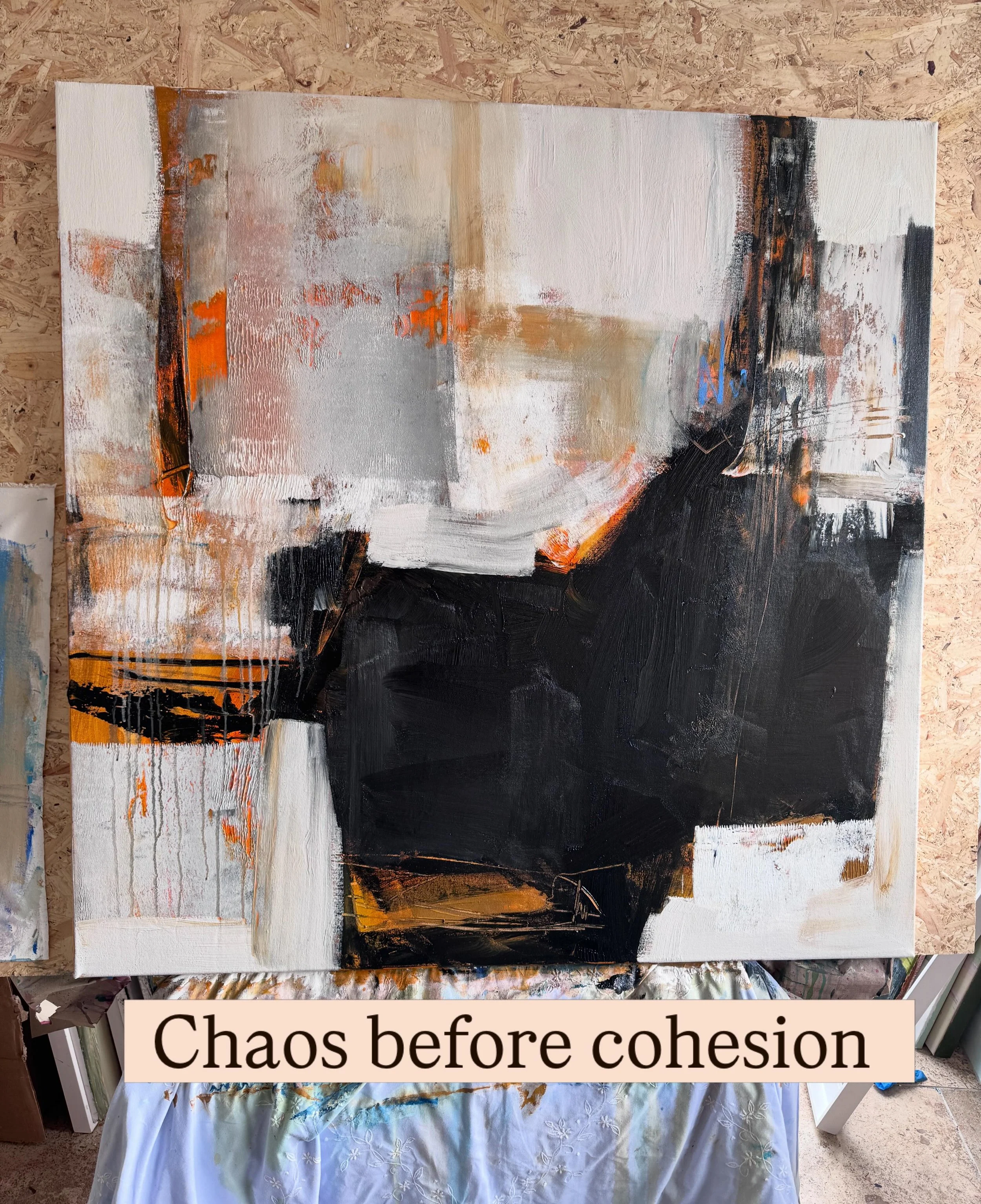 This is the stage where the painting stops making sense for a while . The parts I liked disappear the colours fight each other and I have to trust that confusion is part of the process rather than evidence that I&rsquo;ve ruined it.

The middle stage