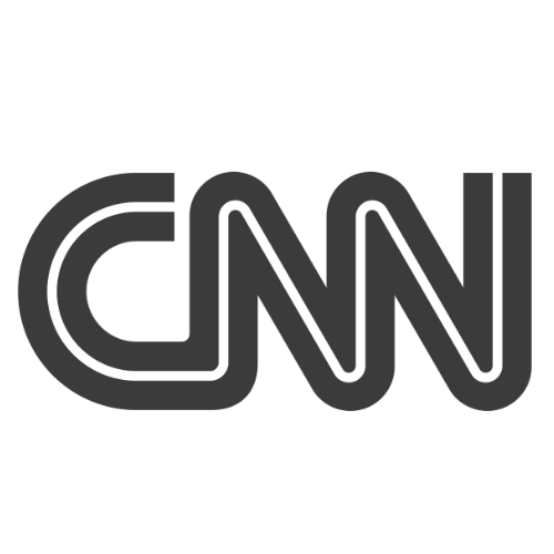 The CNN logo in black and white with a glowing white outline.