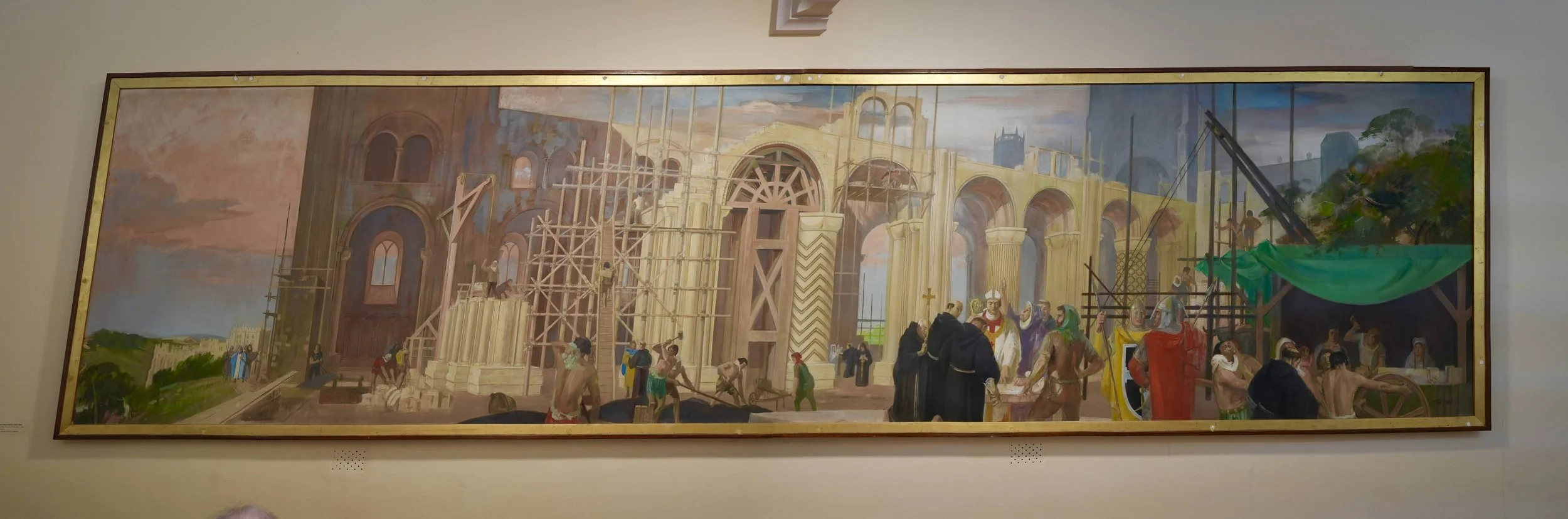 The Building of Durham Cathedral c1968, oil on canvas, Ushaw