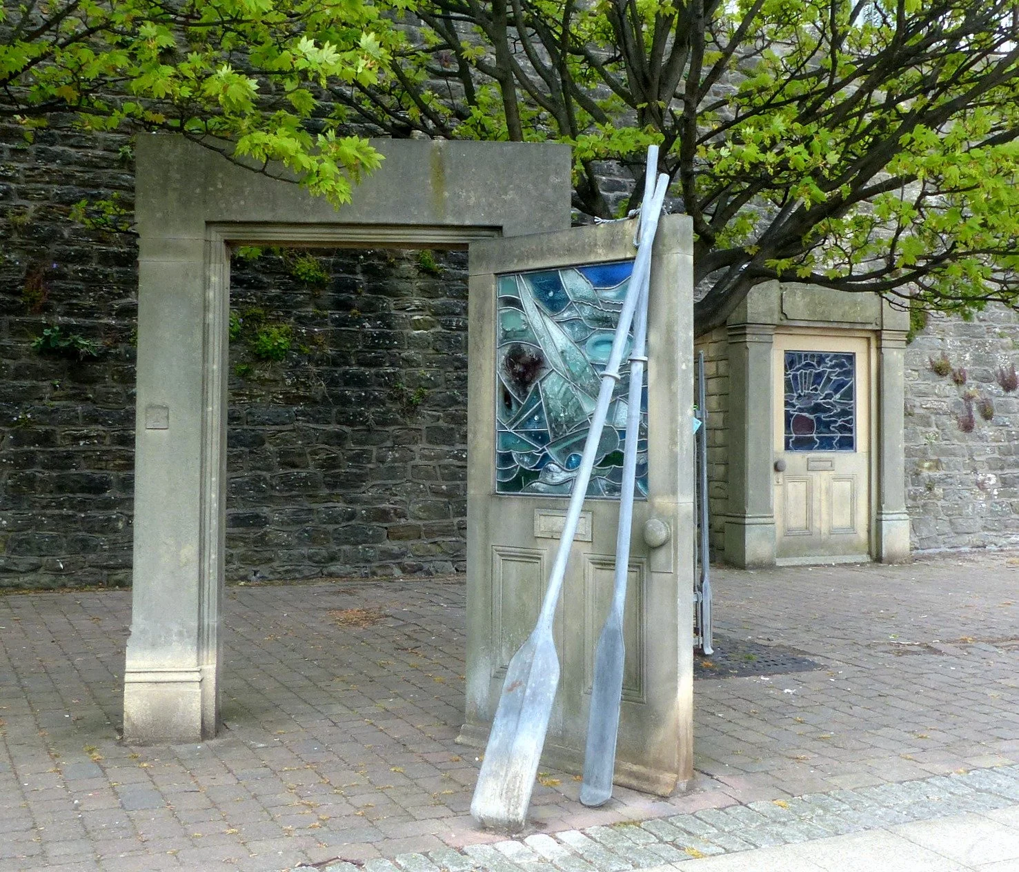 A sculpture of an open door on the Sculpture trail