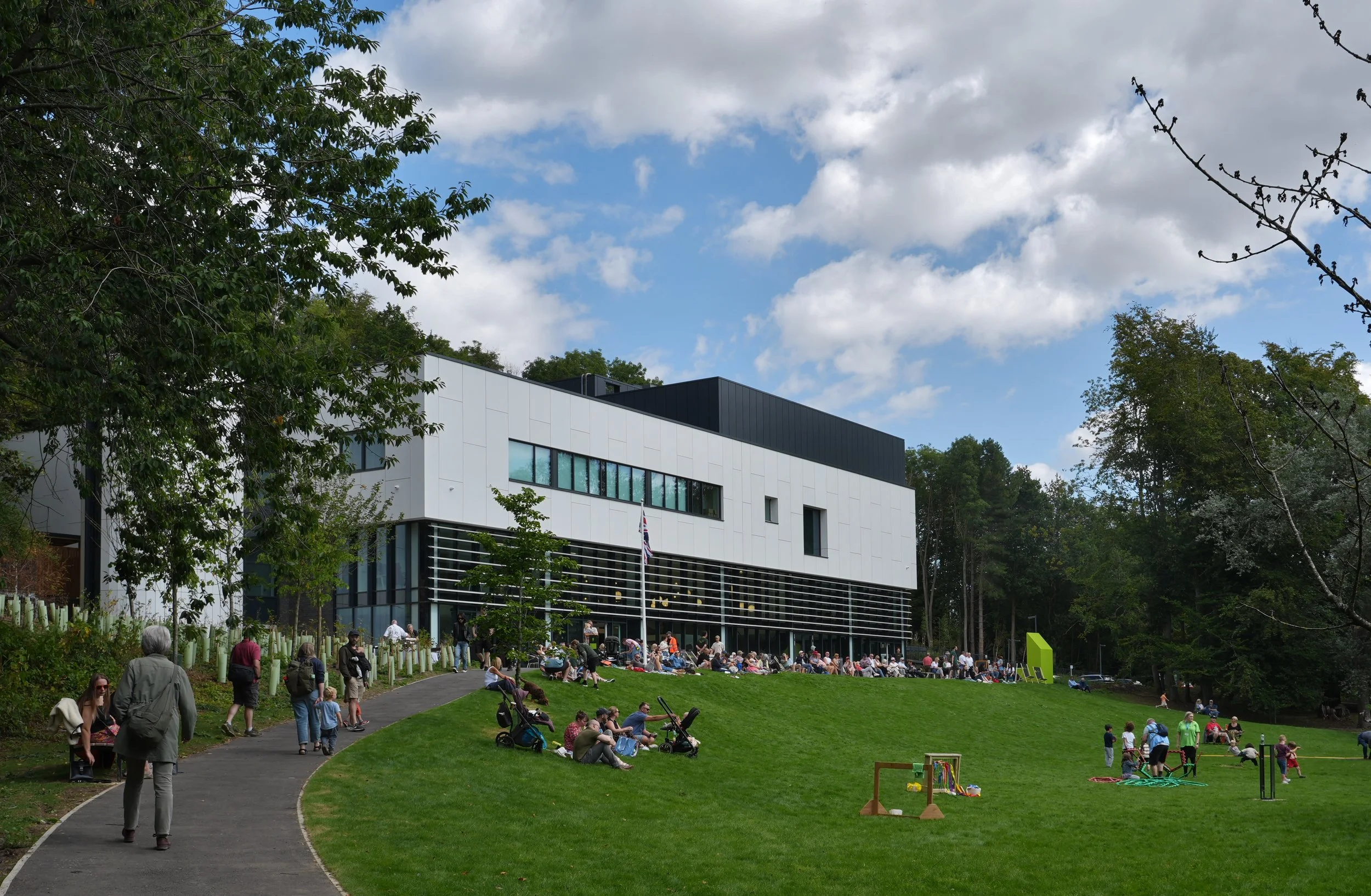 A view across a grassy slope to the Light Museum