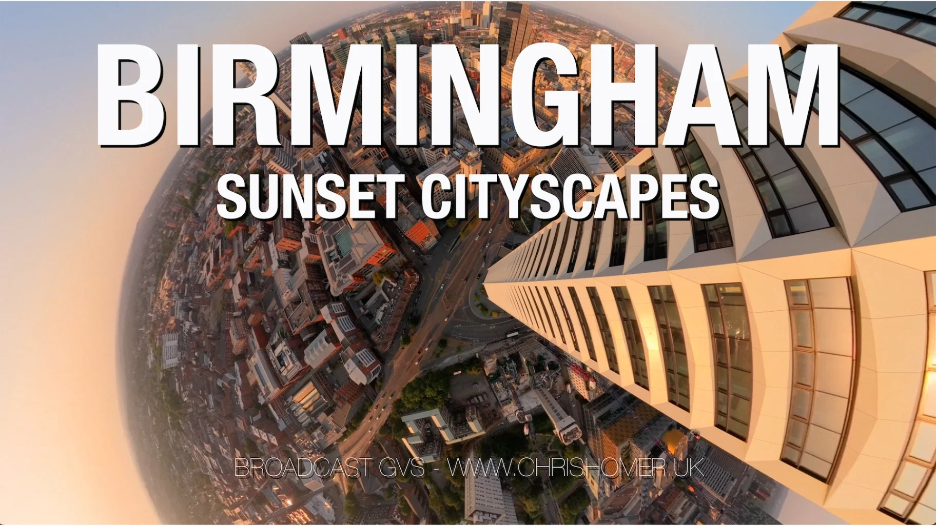 Birmingham UK drone stock video footage at sunset