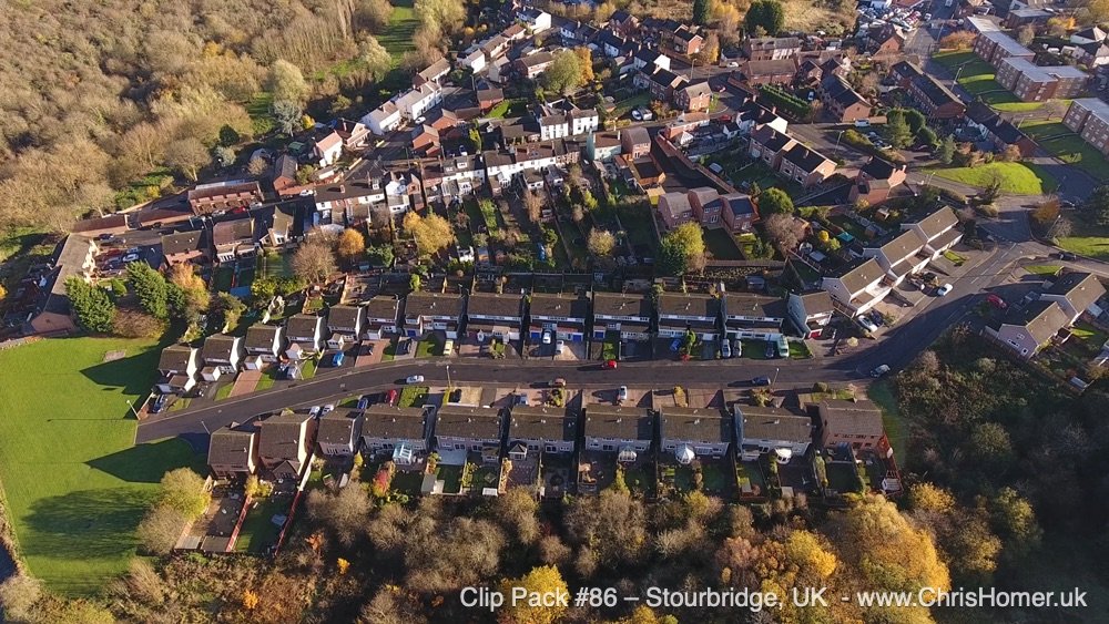 British housing estate stock video drone footage for royalty free download