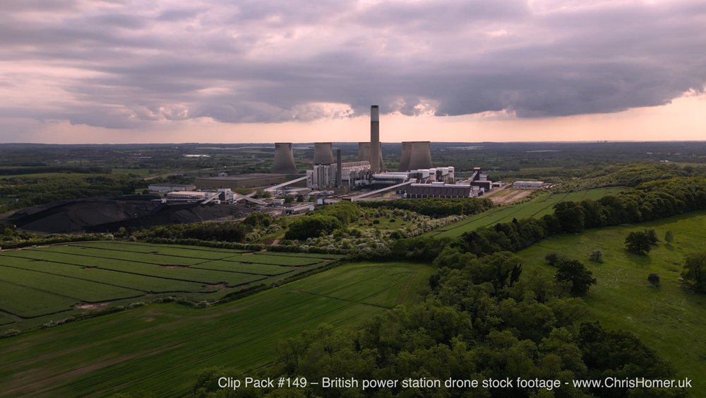 Ratcliffe-on-Soar Power Station drone stock video footage
