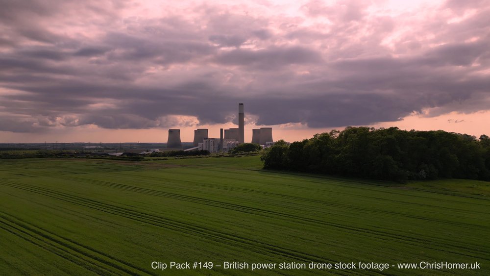 Ratcliffe-on-Soar Power Station drone stock footage