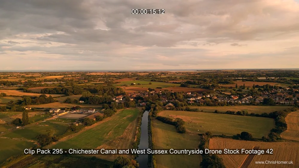Chichester countryside and canal 4K drone stock footage