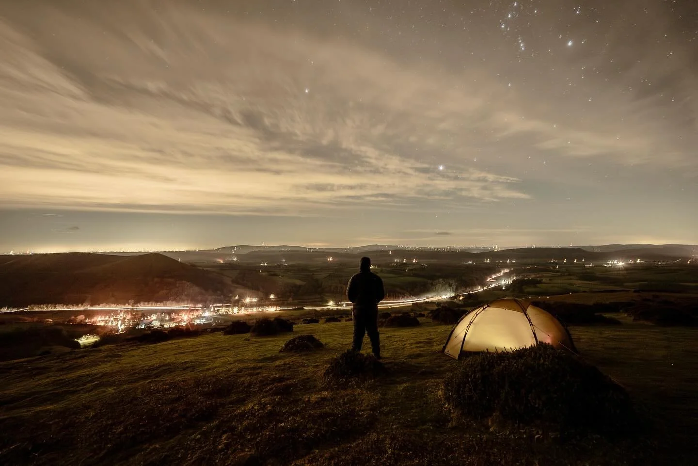 I love the &ldquo;wilderness&rdquo; but sometimes a camping spot overlooking a road and town is great too. And not just for the Timelapse and long exposure photography, but that helps.
Sitting high up in the hills watching the world go about about it