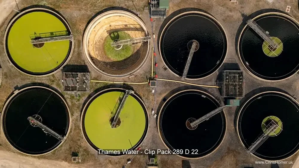 Thames Water Sewage Treatment Works Stock Footage - 4K Royalty Free Video